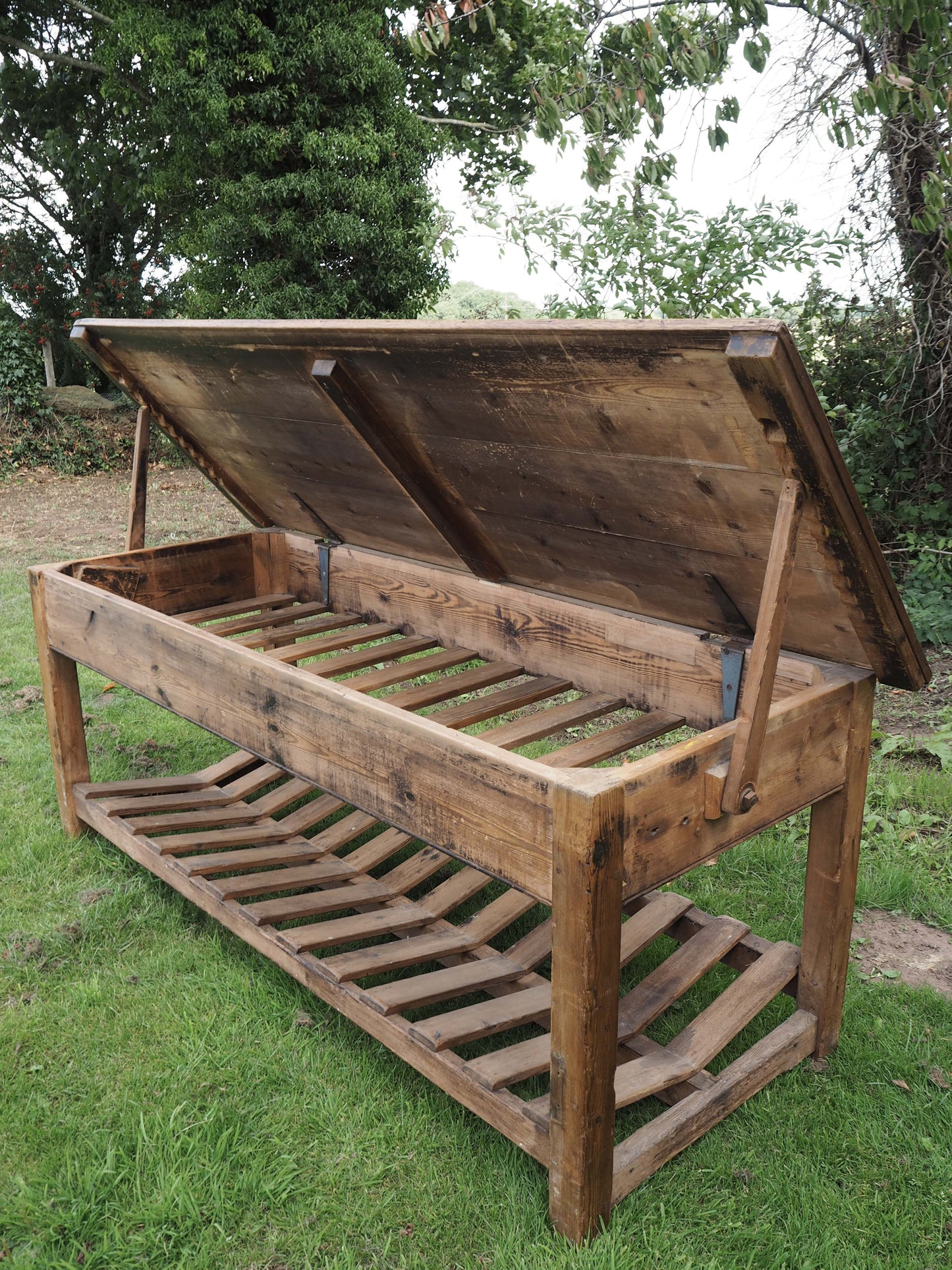 Vintage Antique Large Textile Mill Pitch Pine Inspection Table / Dining Table / Kitchen Island