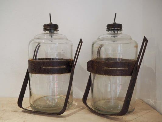 Vintage Antique Rippingilles Fyrside Fuel Bottle / Drip Feed Glass for Paraffin / Decorative Bottle (Sold Individually)