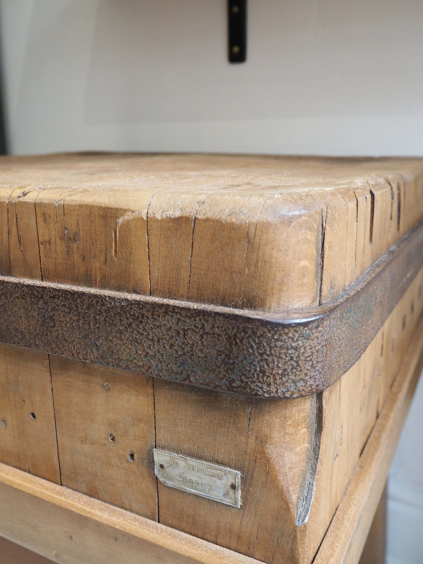 Vintage Antique 20th Century Square Butchers Block on Wooden Stand / Decorative Side Table