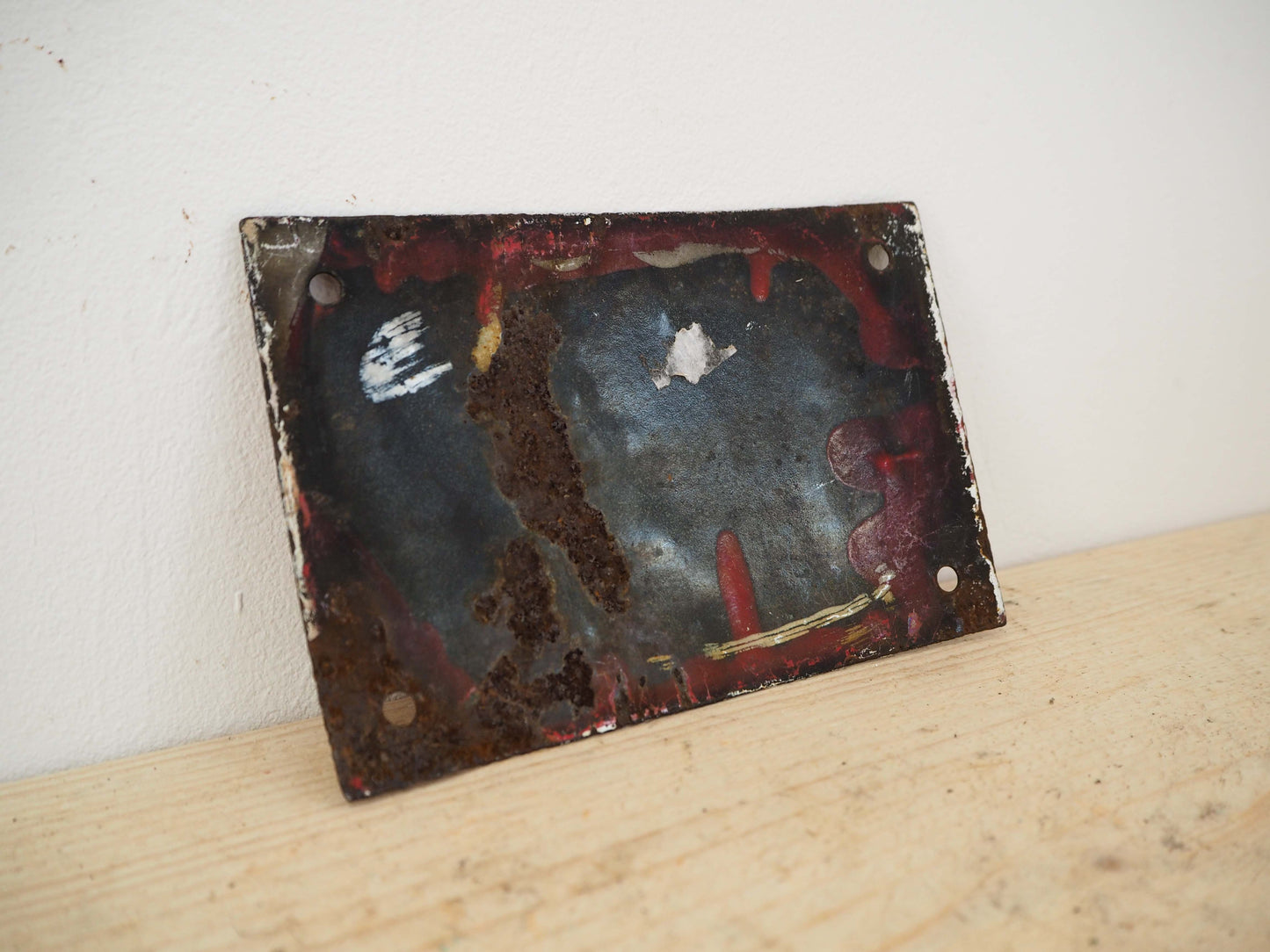 Vintage Antique Polish Metal Enamel Red and White Street Sign / Artwork