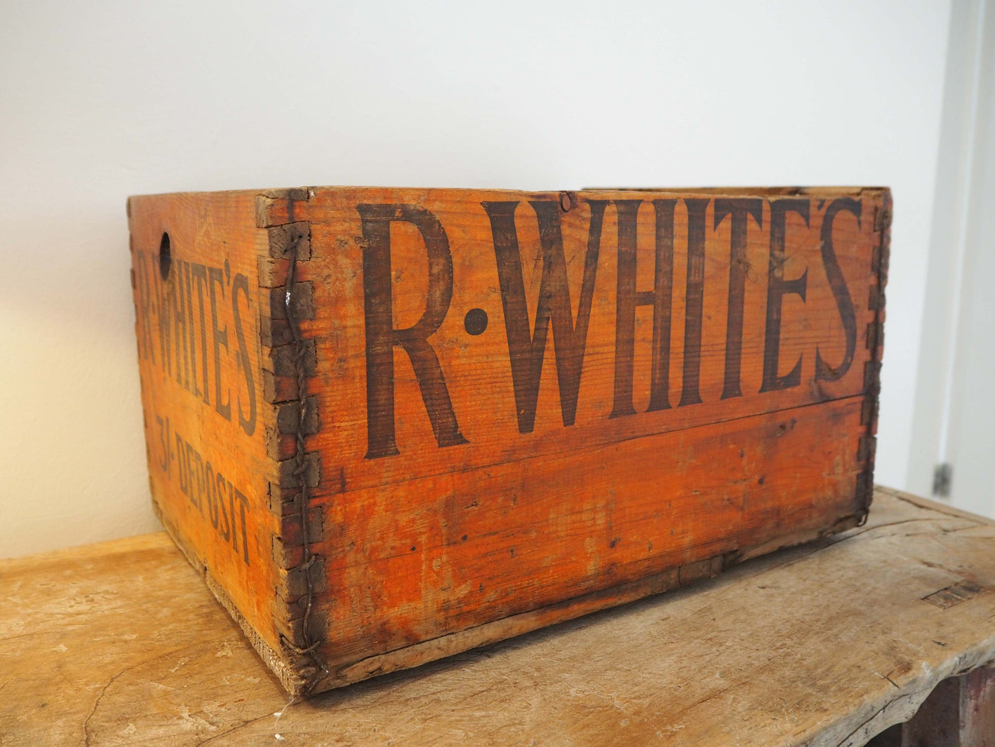 Vintage Antique Old Wooden Advertising Bottle Carrier Box / Storage