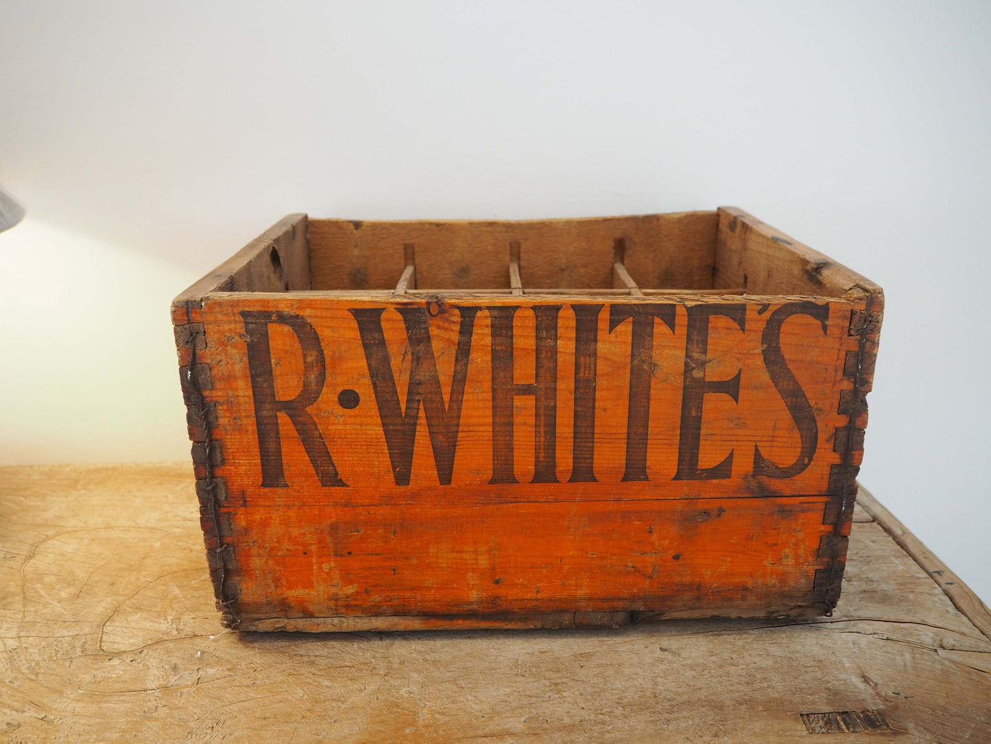 Vintage Antique Old Wooden Advertising Bottle Carrier Box / Storage
