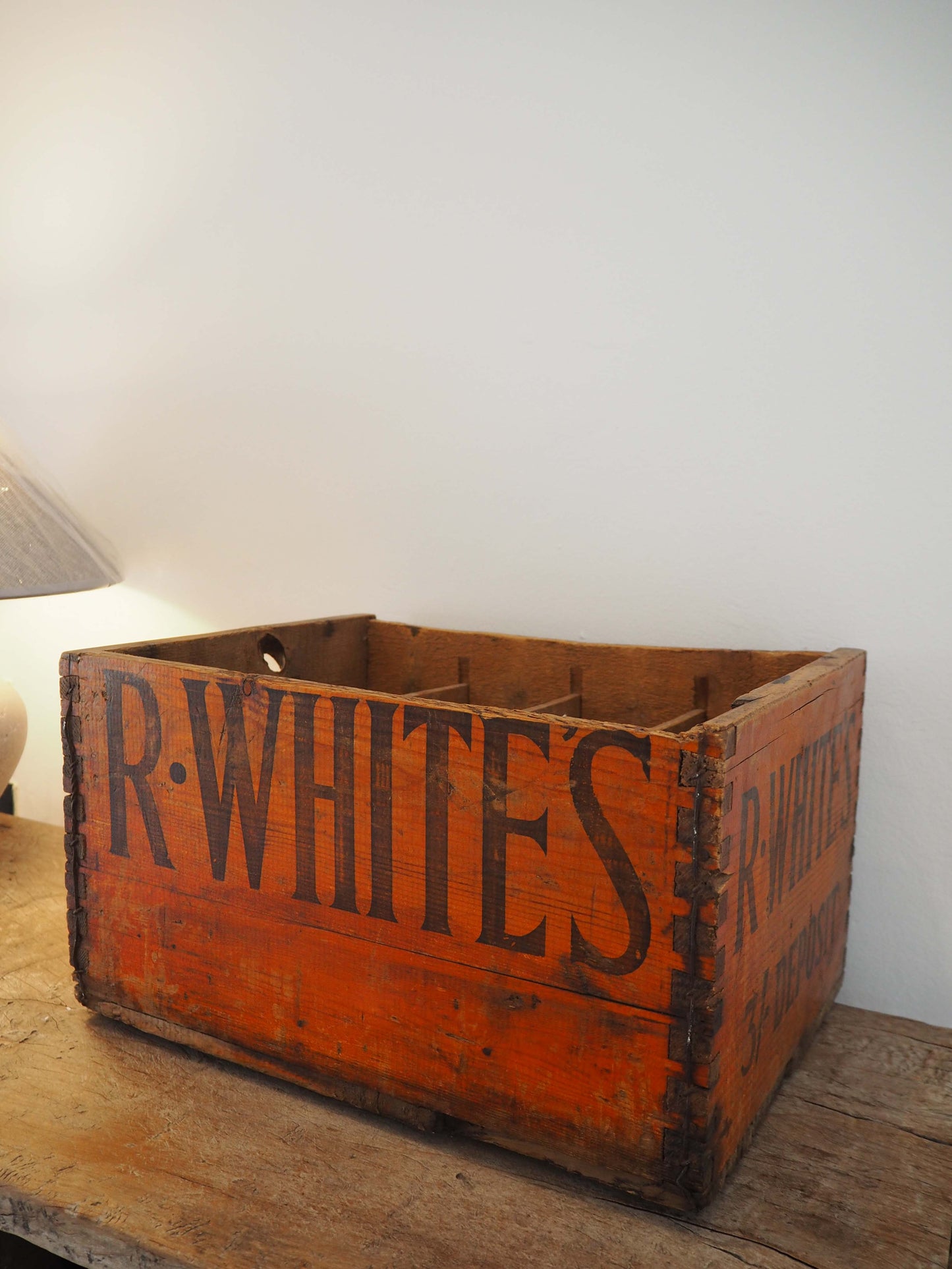 Vintage Antique Old Wooden Advertising Bottle Carrier Box / Storage