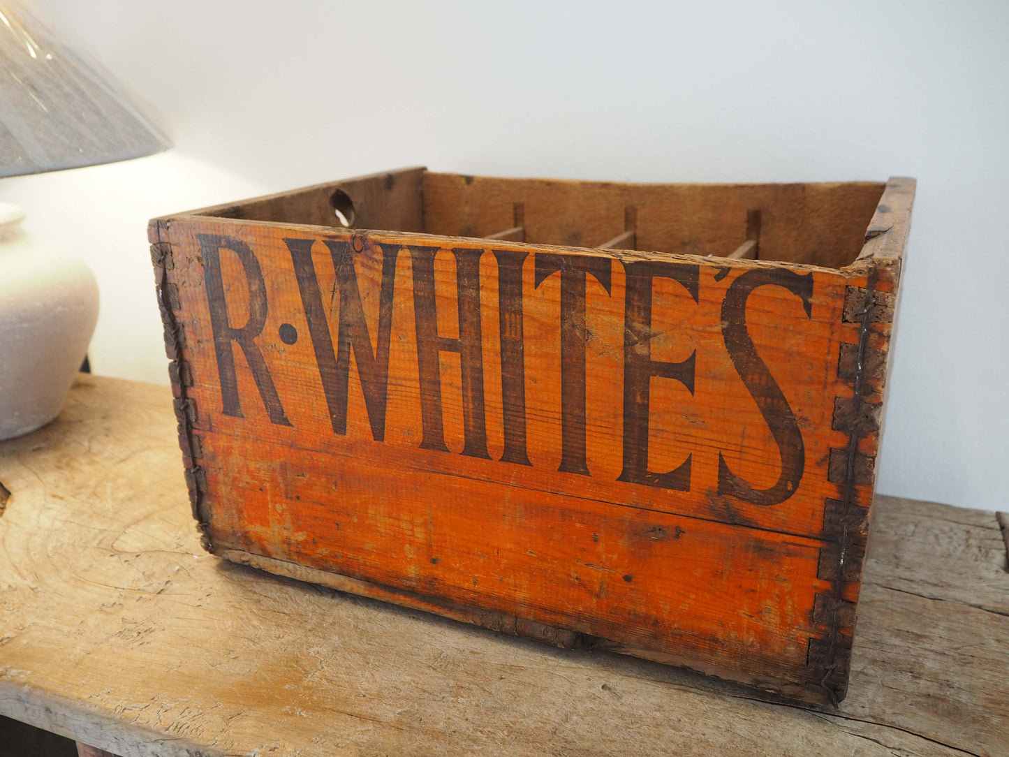Vintage Antique Old Wooden Advertising Bottle Carrier Box / Storage