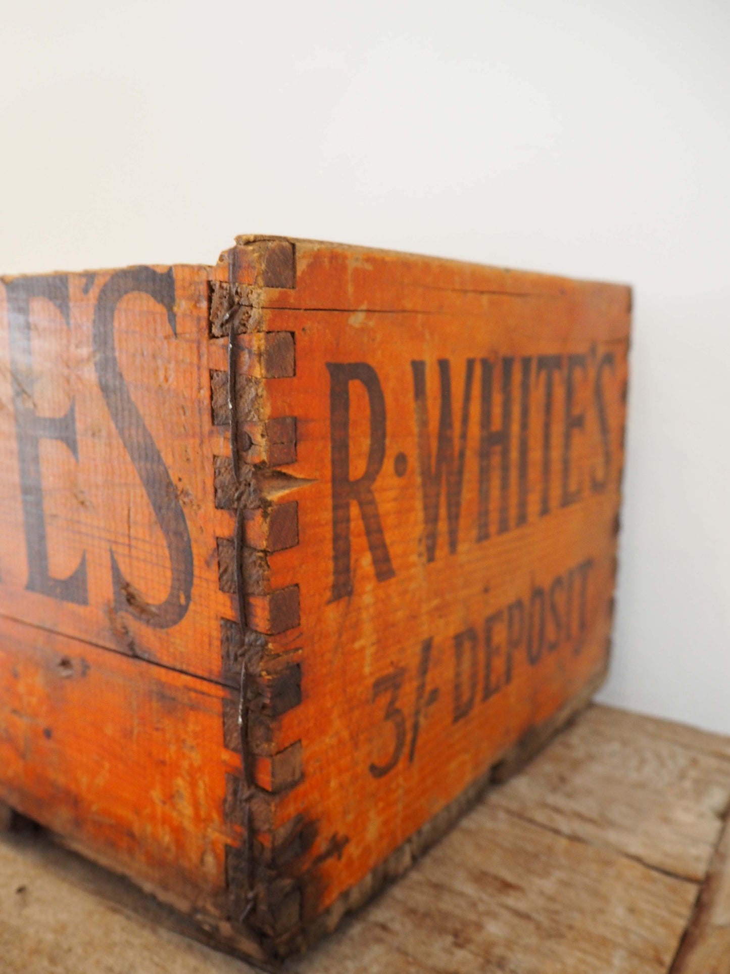 Vintage Antique Old Wooden Advertising Bottle Carrier Box / Storage