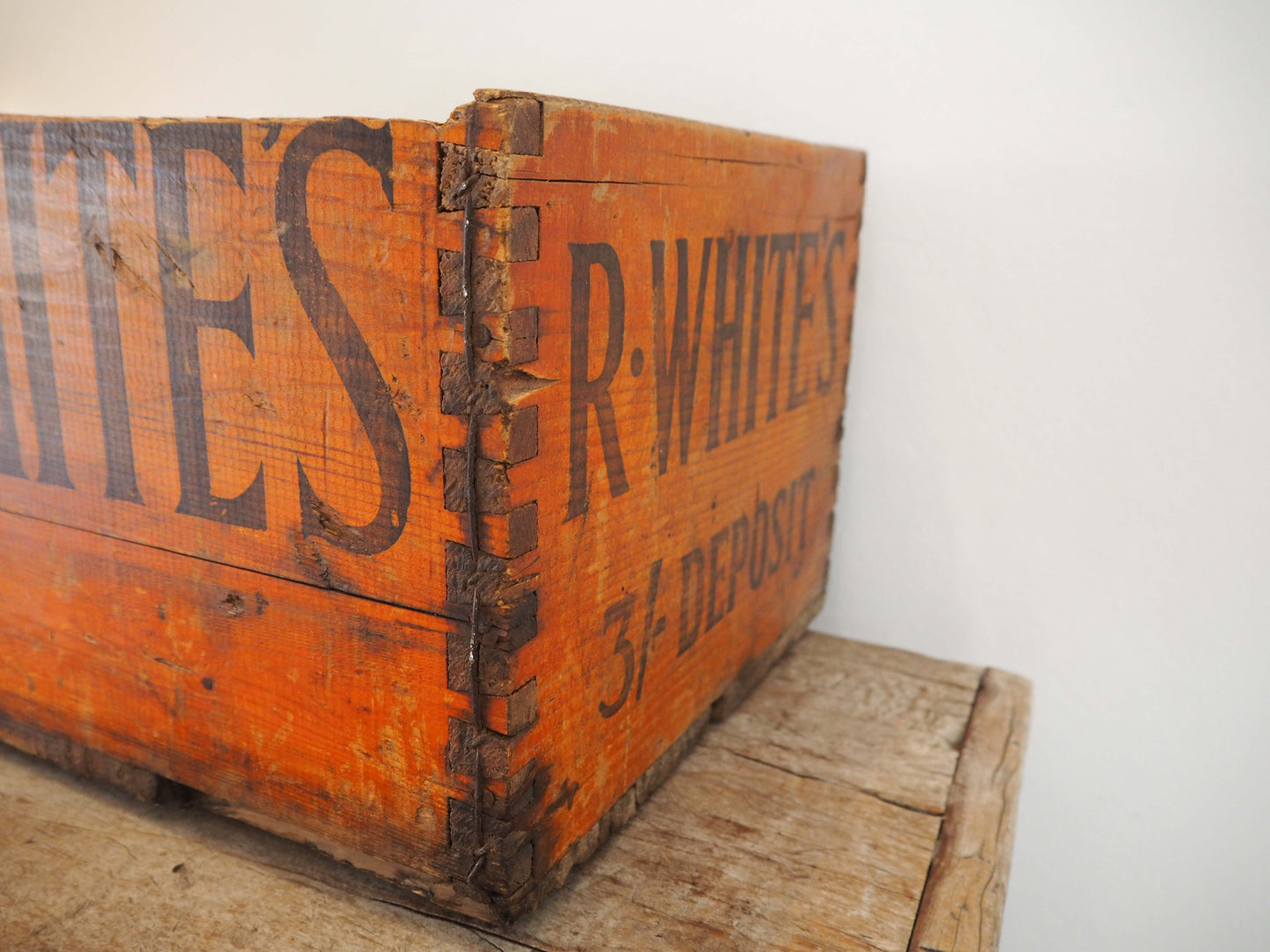 Vintage Antique Old Wooden Advertising Bottle Carrier Box / Storage
