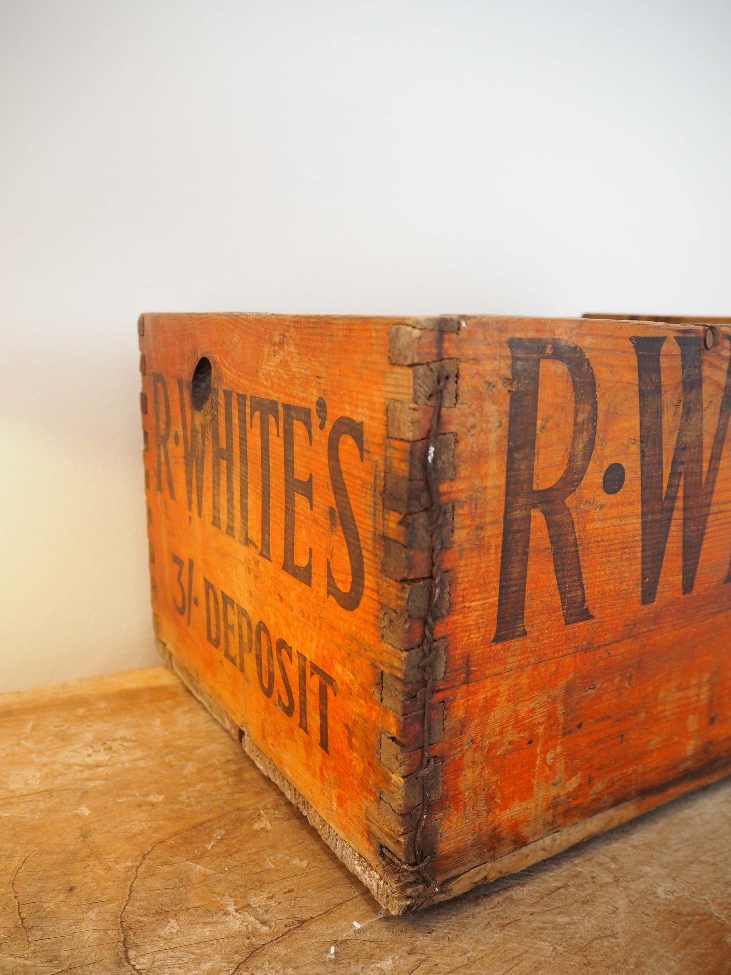 Vintage Antique Old Wooden Advertising Bottle Carrier Box / Storage