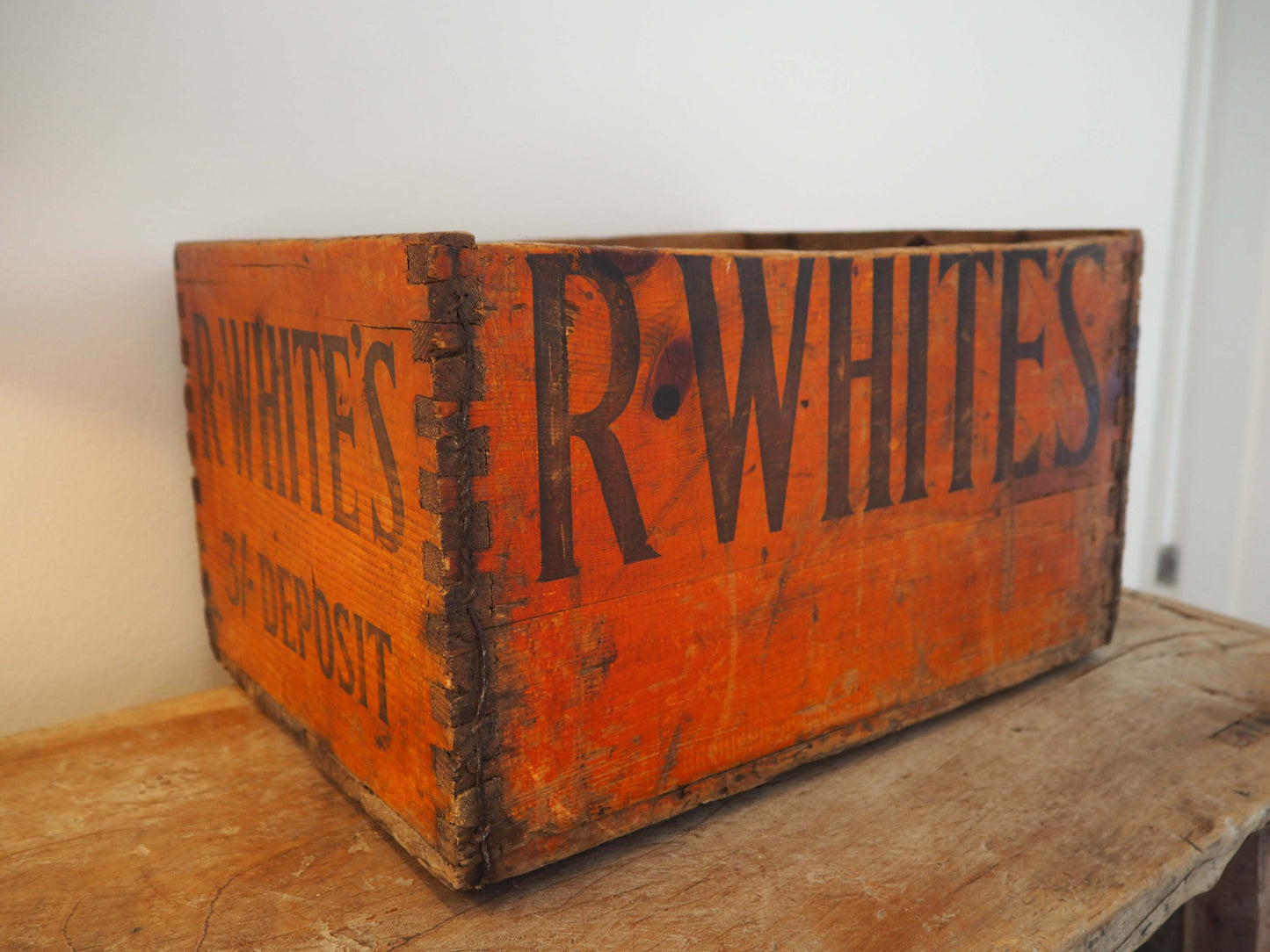 Vintage Antique Old Wooden Advertising Bottle Carrier Box / Storage