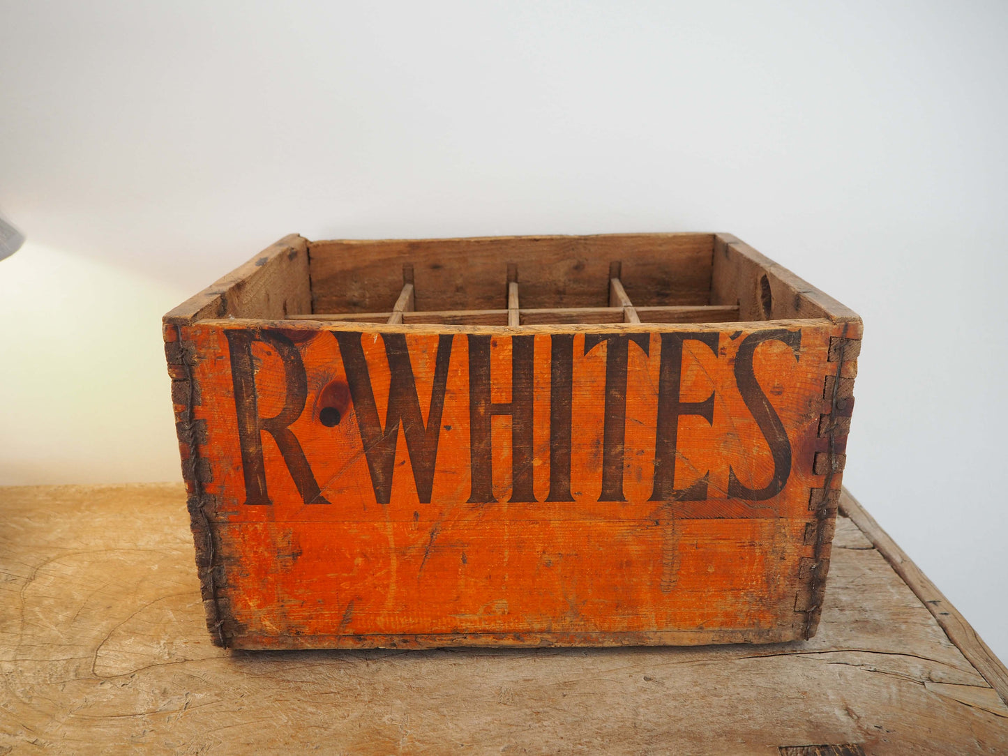 Vintage Antique Old Wooden Advertising Bottle Carrier Box / Storage