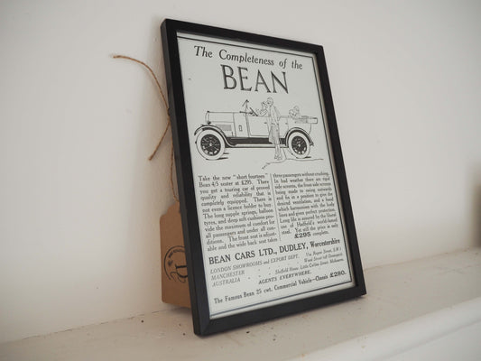 Vintage Car Advertising Poster 'The Completeness of the Bean' / Artwork