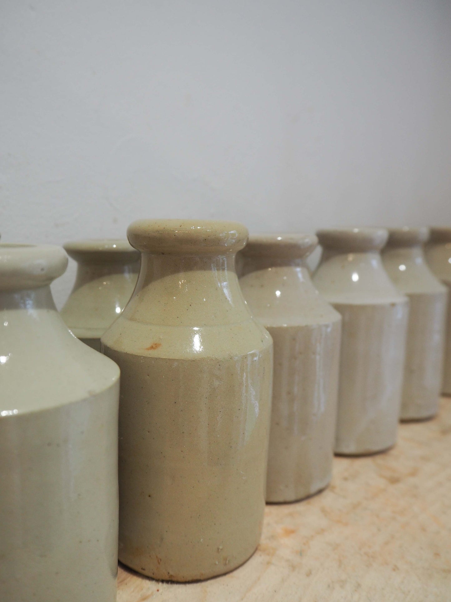 Vintage Antique French Cream Stoneware Ink Bottle Pot / Rustic Jar (Sold Individually)