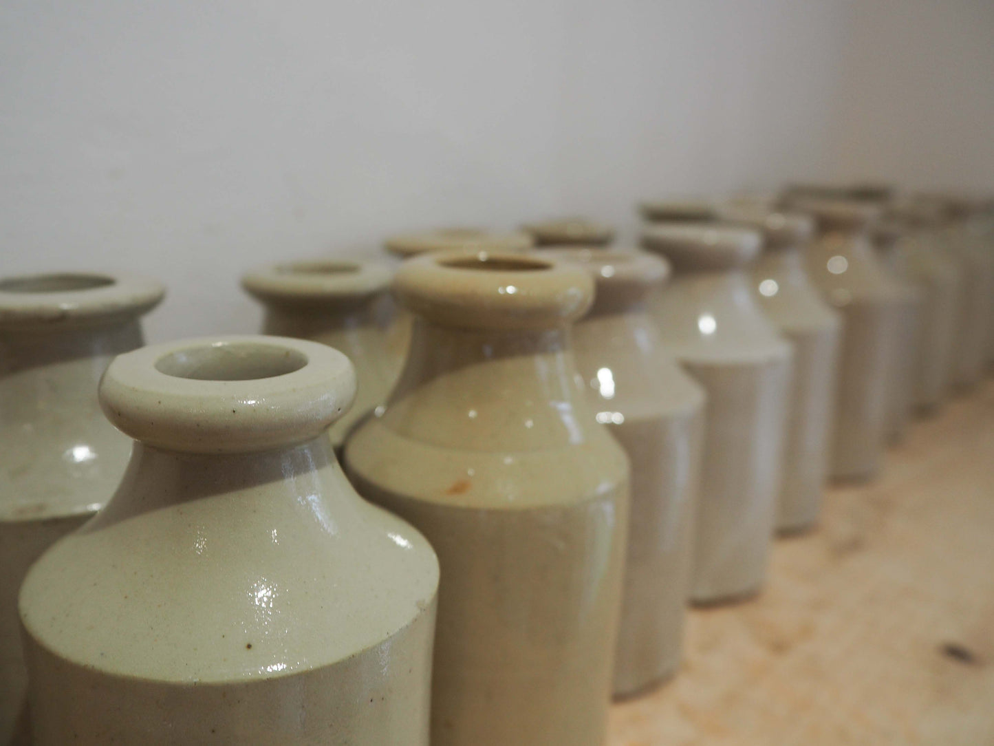 Vintage Antique French Cream Stoneware Ink Bottle Pot / Rustic Jar (Sold Individually)