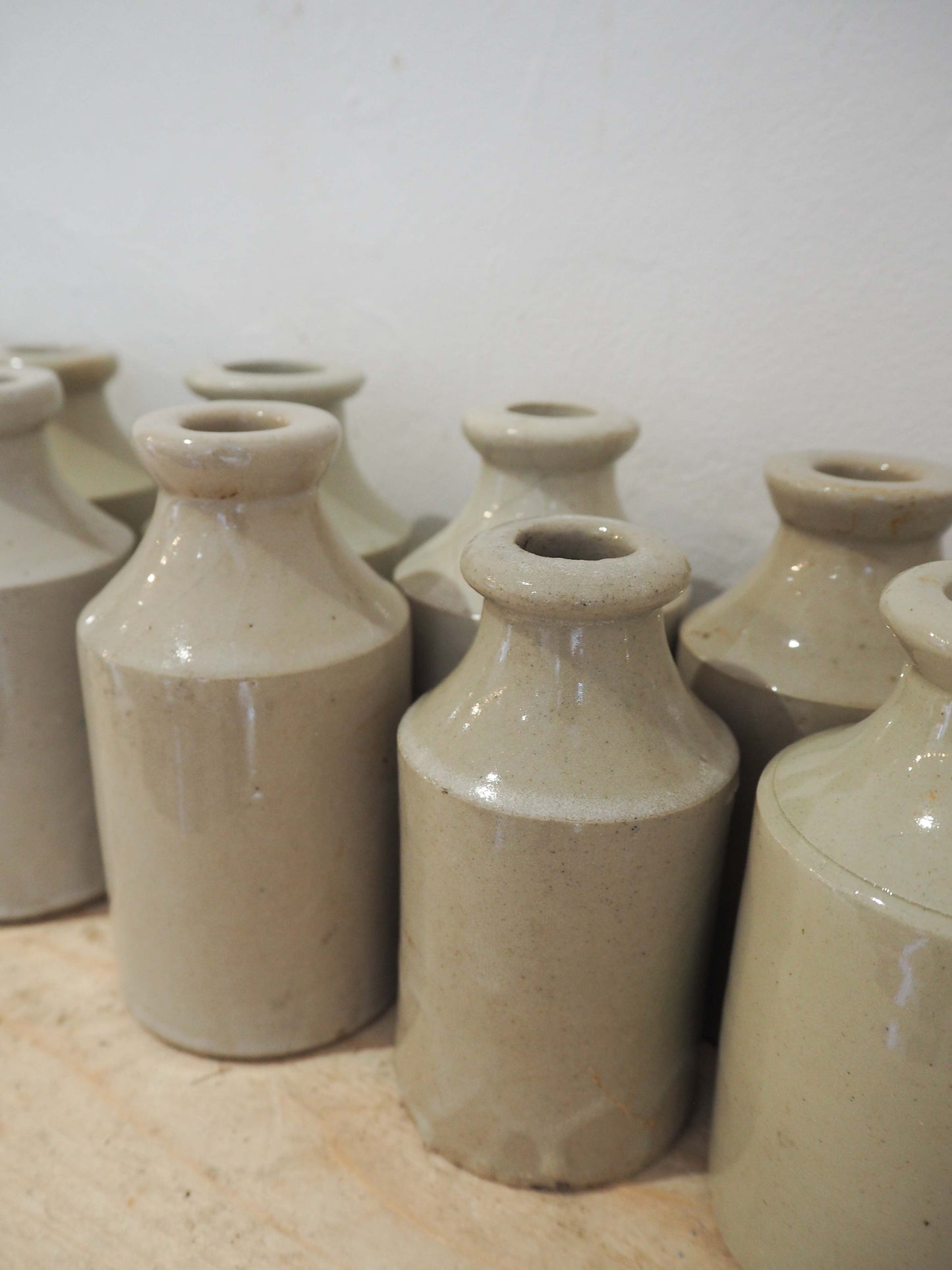 Vintage Antique French Cream Stoneware Ink Bottle Pot / Rustic Jar (Sold Individually)