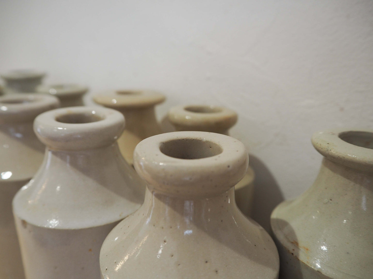 Vintage Antique French Cream Stoneware Ink Bottle Pot / Rustic Jar (Sold Individually)