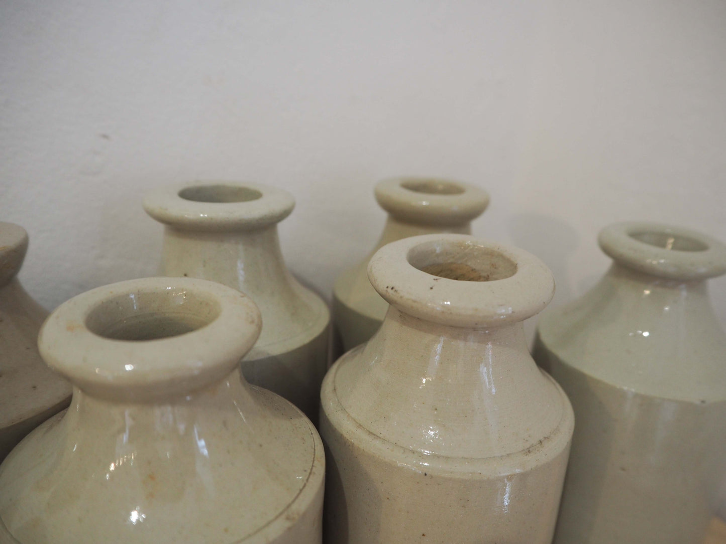 Vintage Antique French Cream Stoneware Ink Bottle Pot / Rustic Jar (Sold Individually)