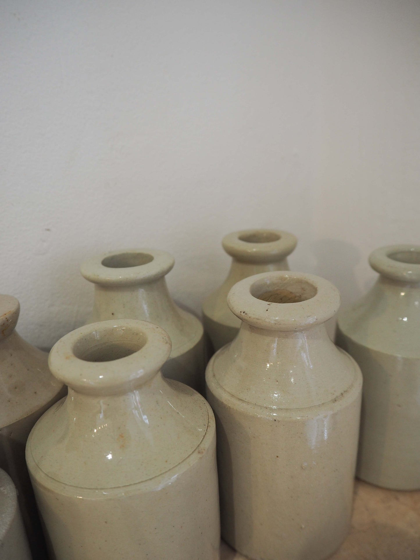 Vintage Antique French Cream Stoneware Ink Bottle Pot / Rustic Jar (Sold Individually)