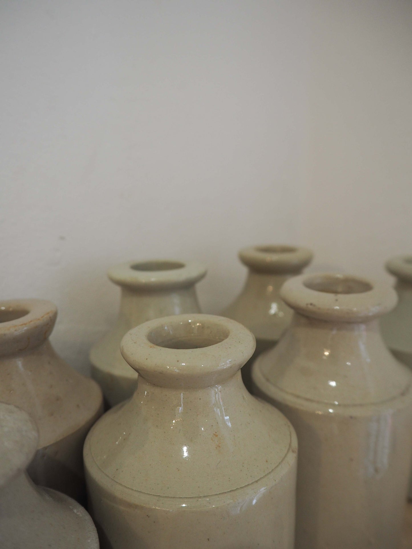 Vintage Antique French Cream Stoneware Ink Bottle Pot / Rustic Jar (Sold Individually)