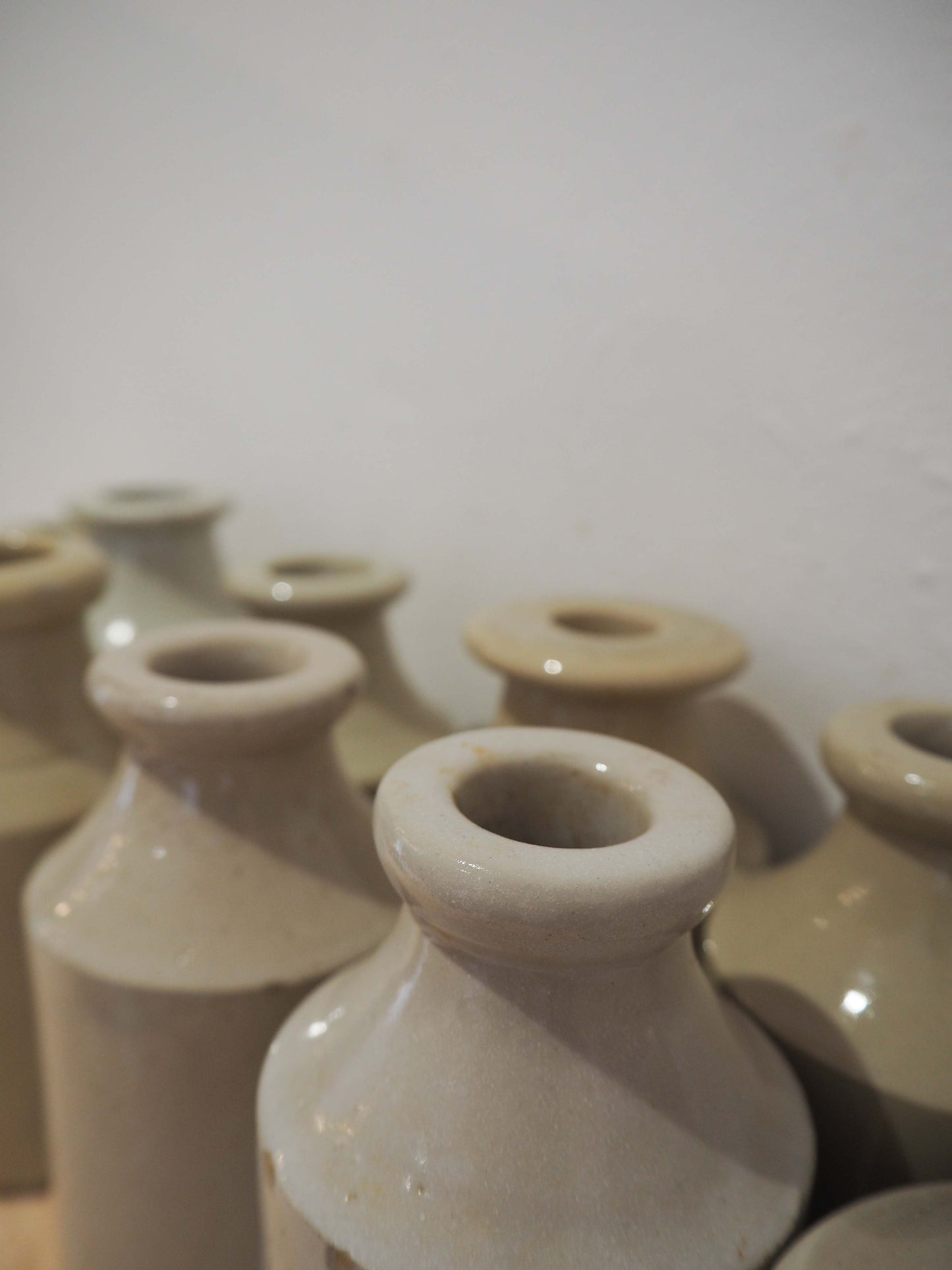 Vintage Antique French Cream Stoneware Ink Bottle Pot / Rustic Jar (Sold Individually)