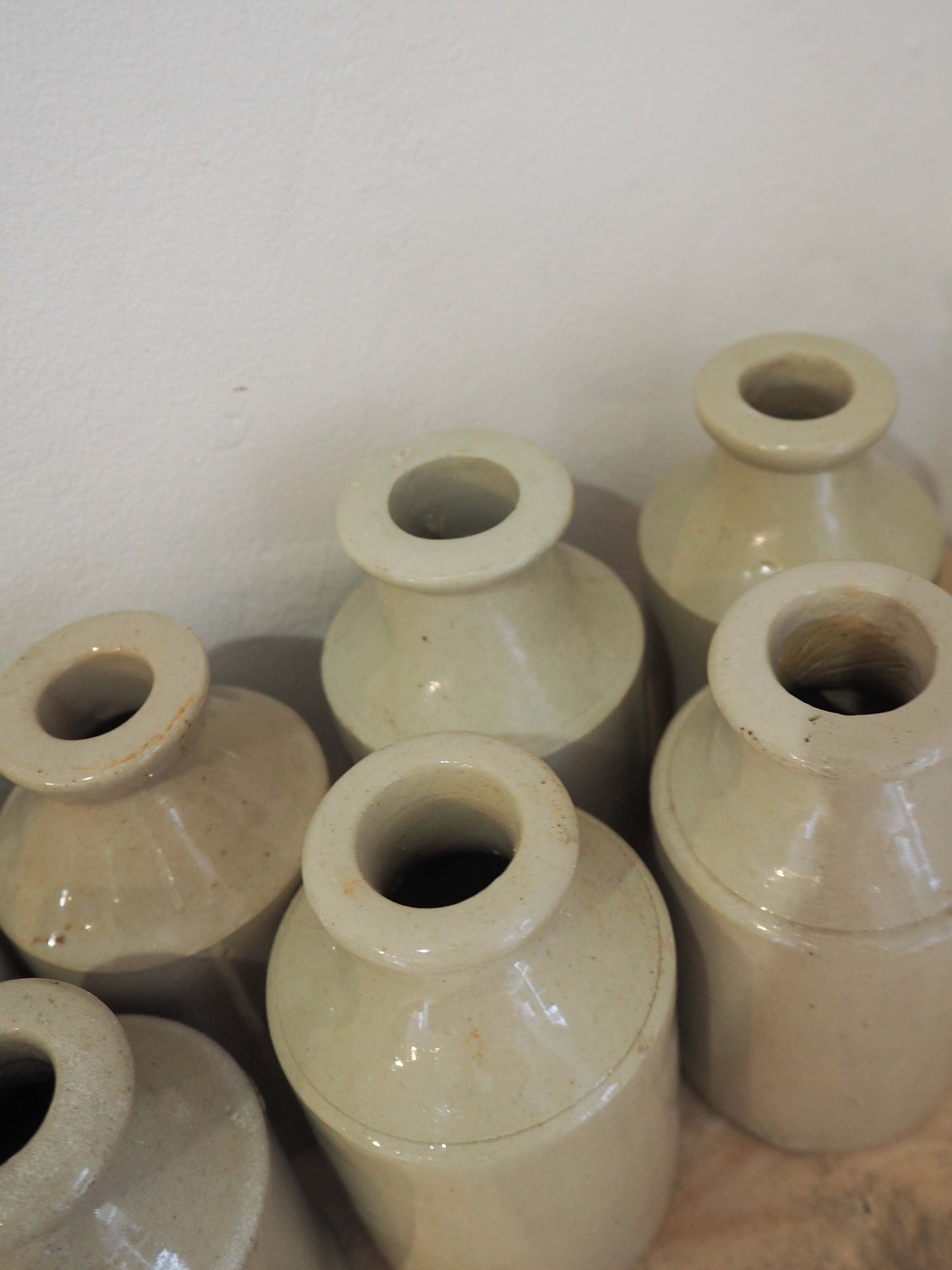 Vintage Antique French Cream Stoneware Ink Bottle Pot / Rustic Jar (Sold Individually)