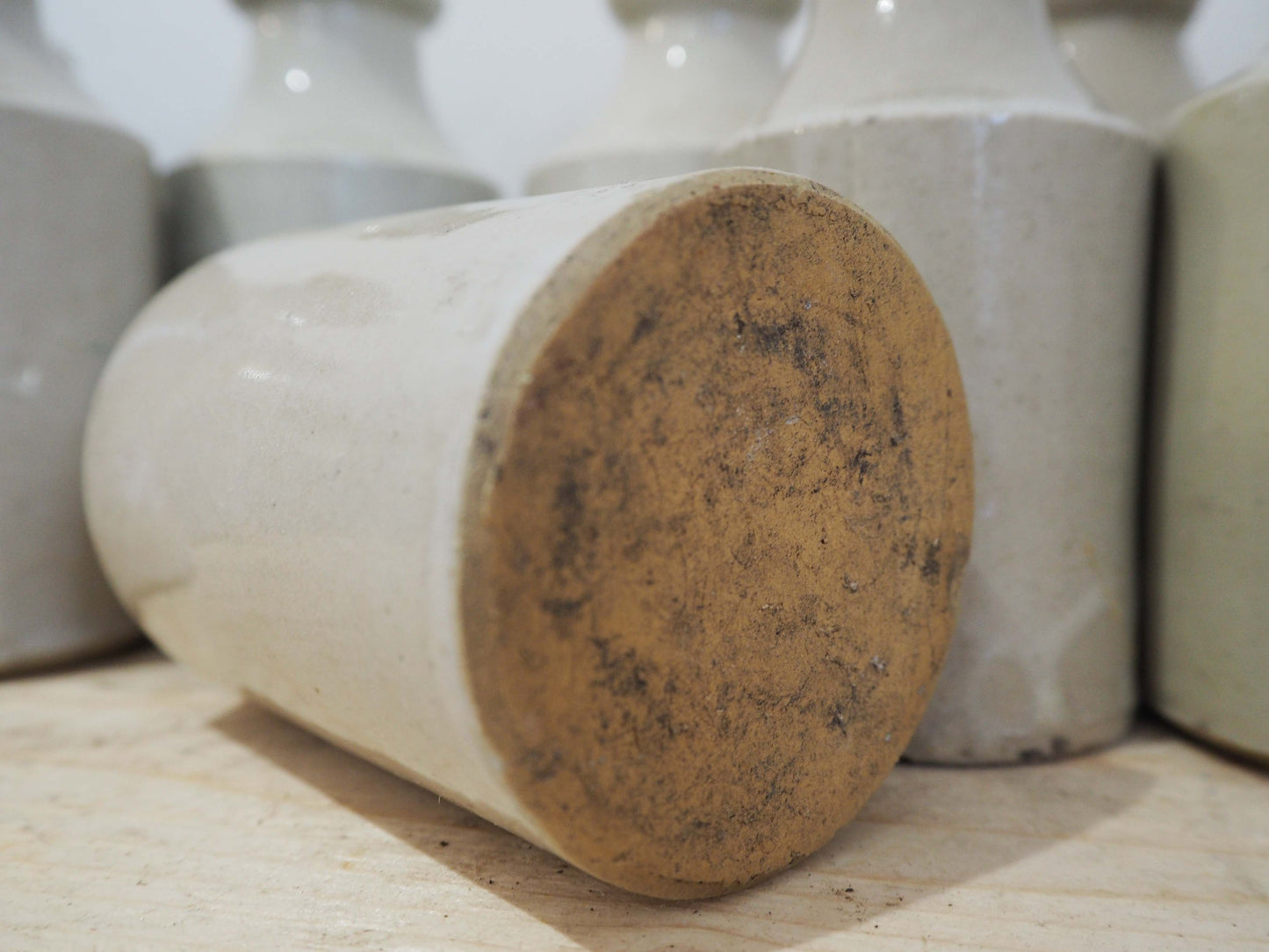 Vintage Antique French Cream Stoneware Ink Bottle Pot / Rustic Jar (Sold Individually)