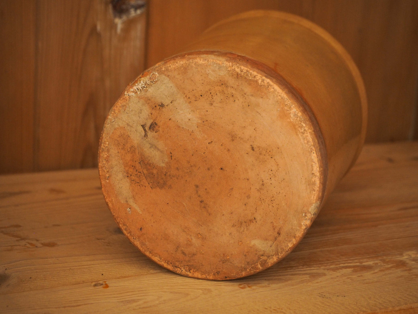 Vintage / Antique Rustic French Yellow Stoneware Confit Pot / Kitchen Storage Jar / Preserve Pot