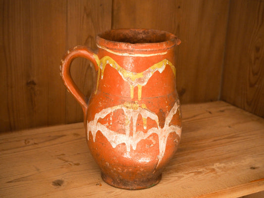 Vintage Antique Romanian Decorative Jug / Earthenware Storage Pot