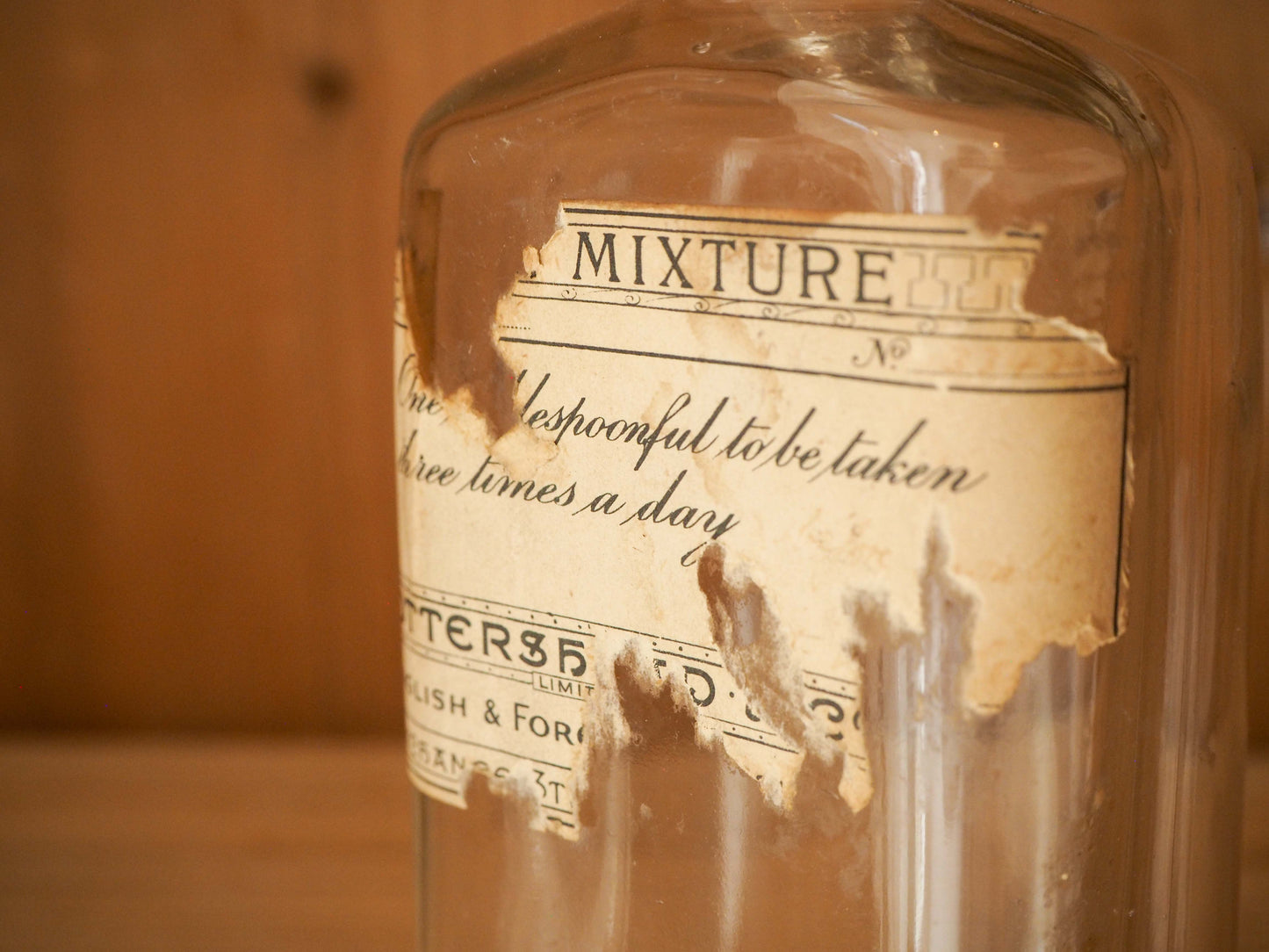 Trio of Vintage / Antique English Apothecary Chemist Bottles With Original Labels (Sold Individually)