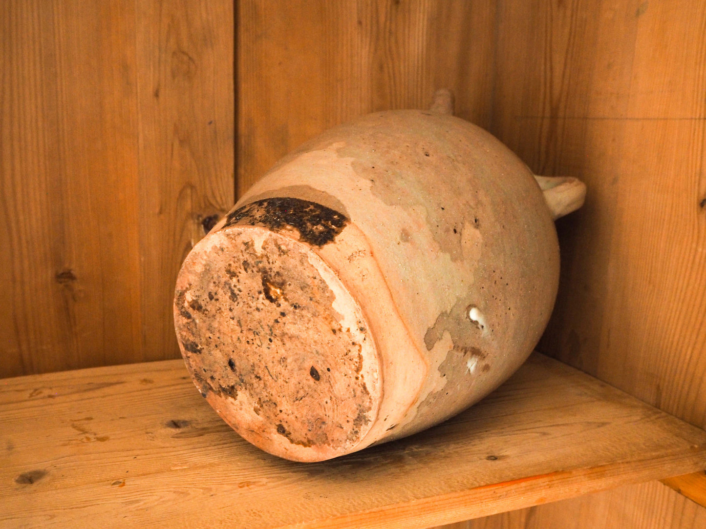 Vintage / Antique Rustic French Grey Large Stoneware Oil Jug / Kitchen Storage Jar