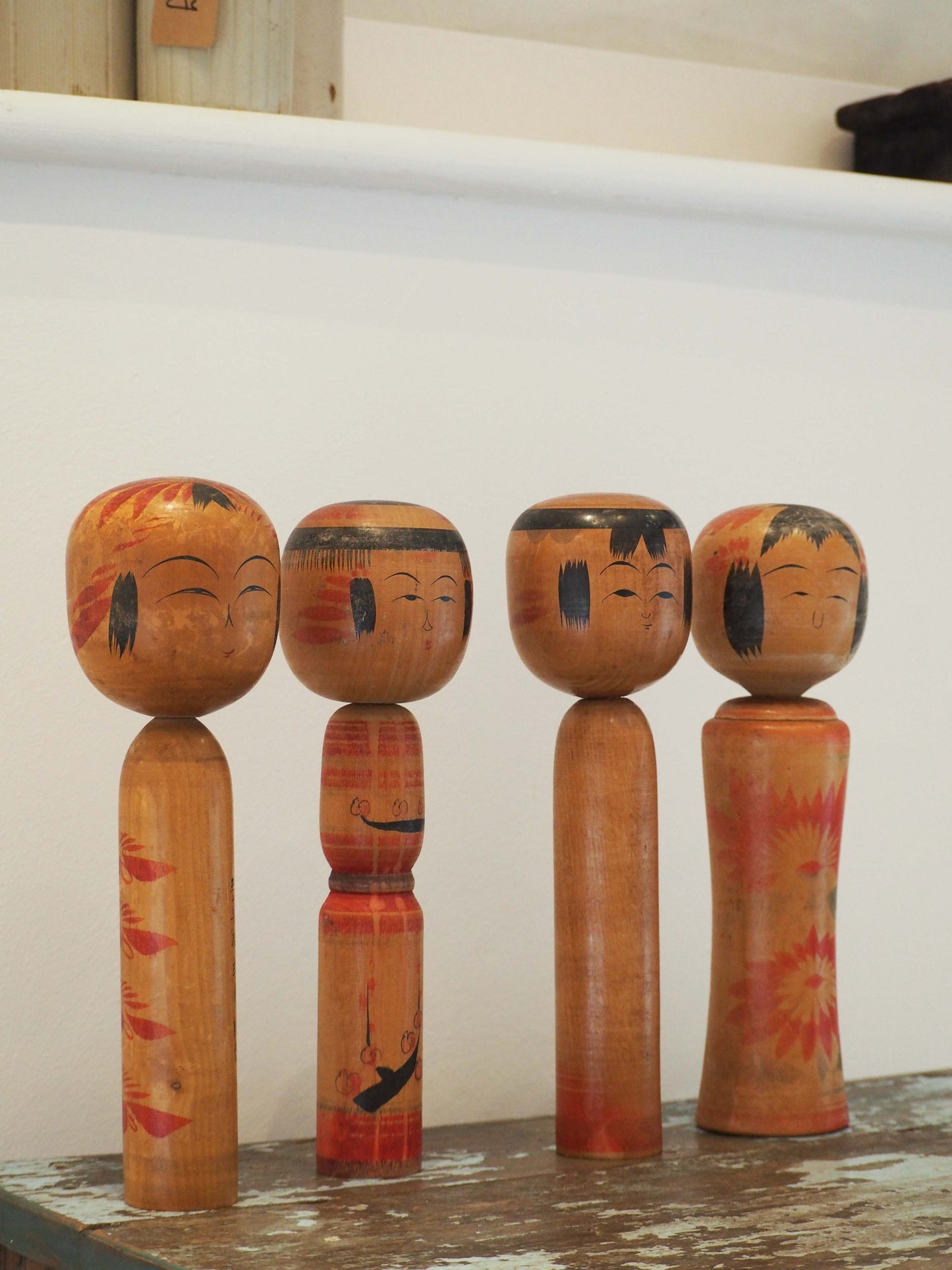 Vintage Antique Wooden Hand-Painted Mid-Century Japanese Kokeshi Dolls (Sold Individually)
