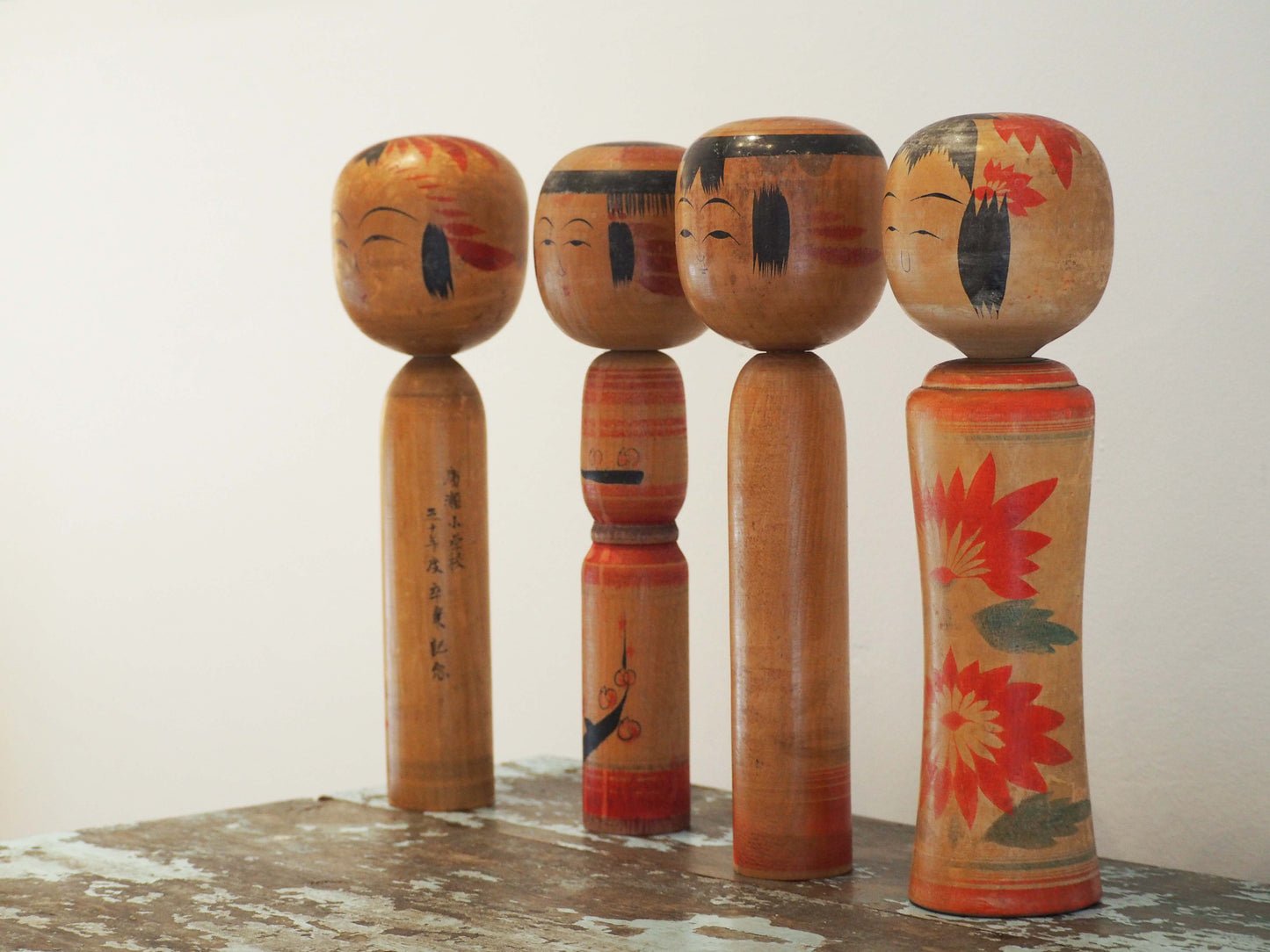 Vintage Antique Wooden Hand-Painted Mid-Century Japanese Kokeshi Dolls (Sold Individually)