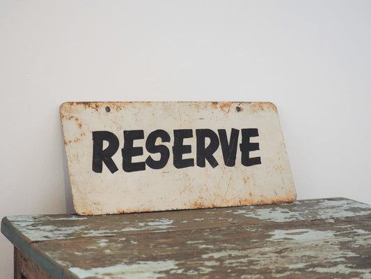 Vintage Antique Old French Metal 'Réservé' Road Sign / White & Black / Wall Art
