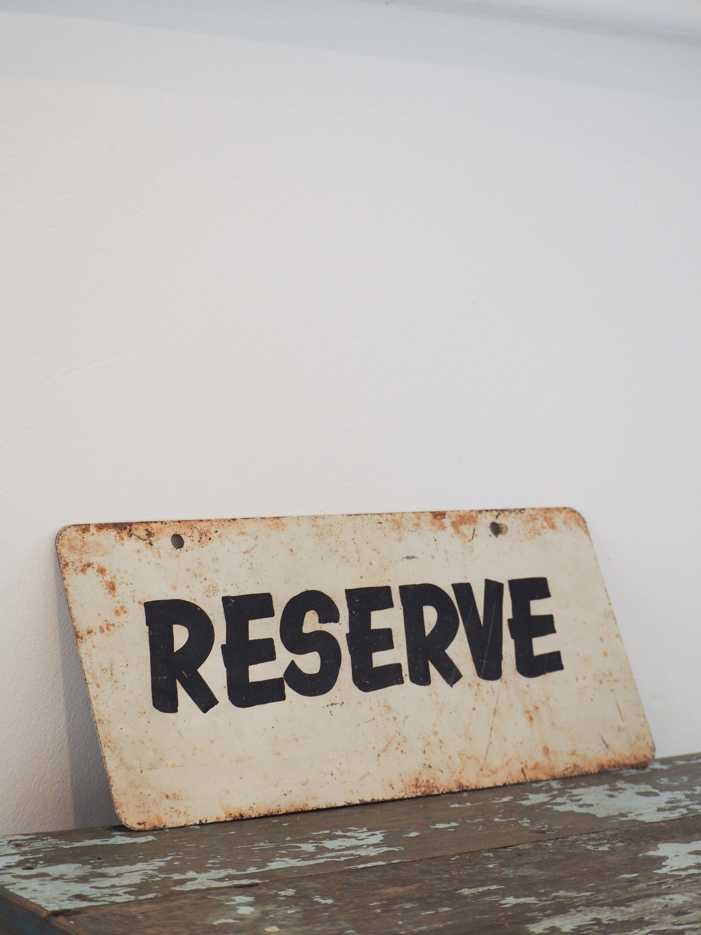 Vintage Antique Old French Metal 'Réservé' Road Sign / White & Black / Wall Art