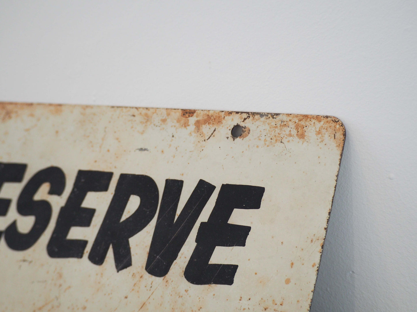 Vintage Antique Old French Metal 'Réservé' Road Sign / White & Black / Wall Art