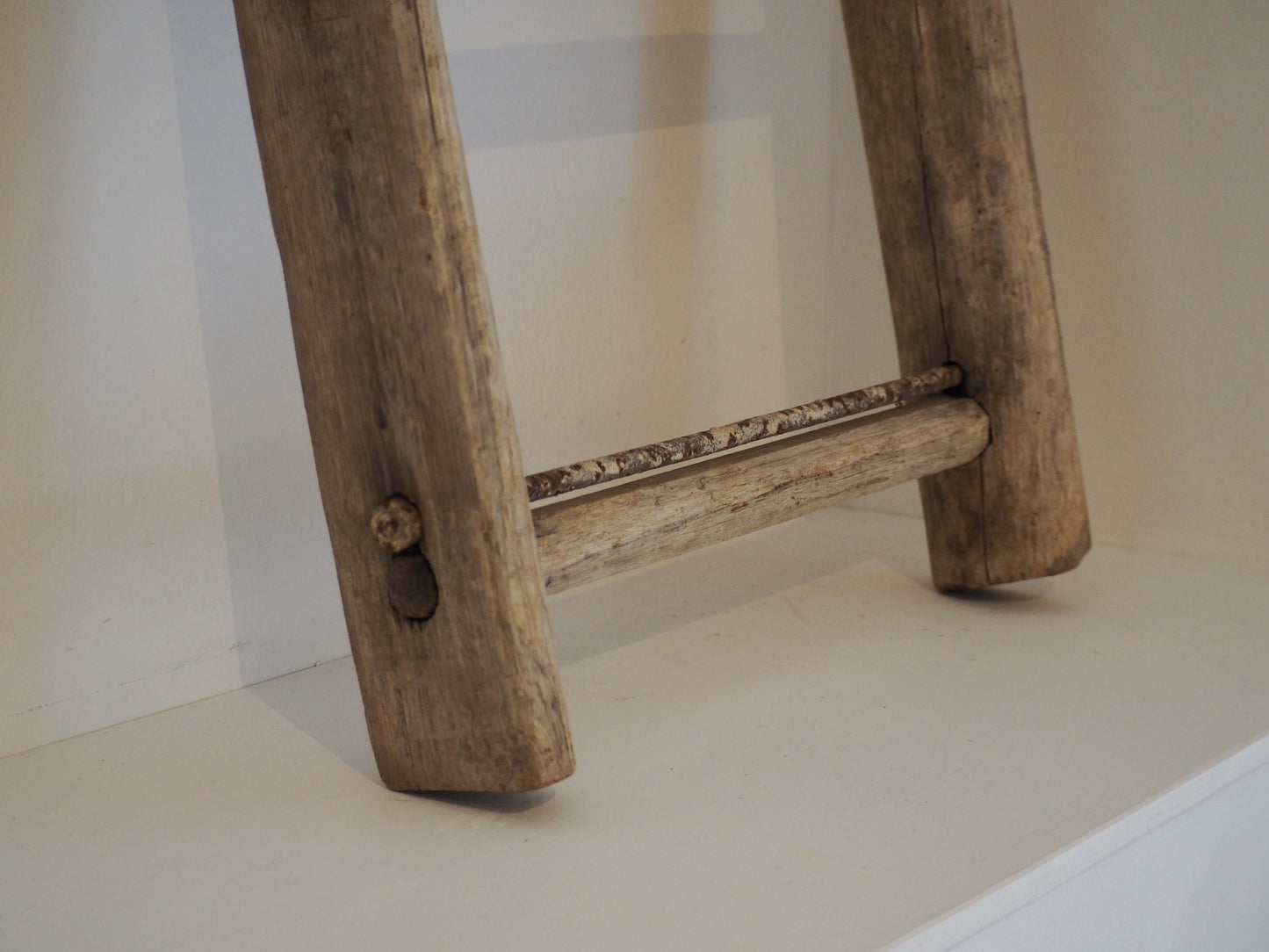 Vintage Small Rustic French Wooden Ladder / Decorative Ladder