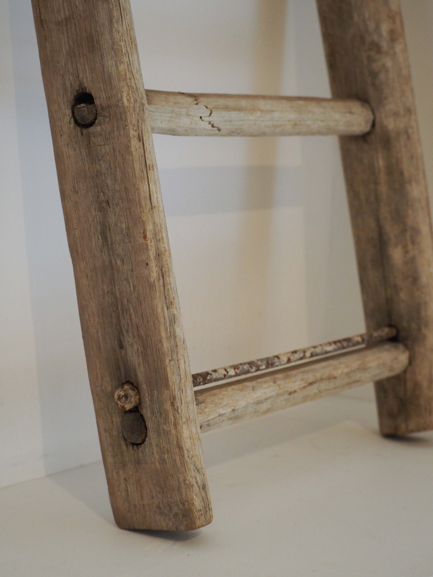 Vintage Small Rustic French Wooden Ladder / Decorative Ladder