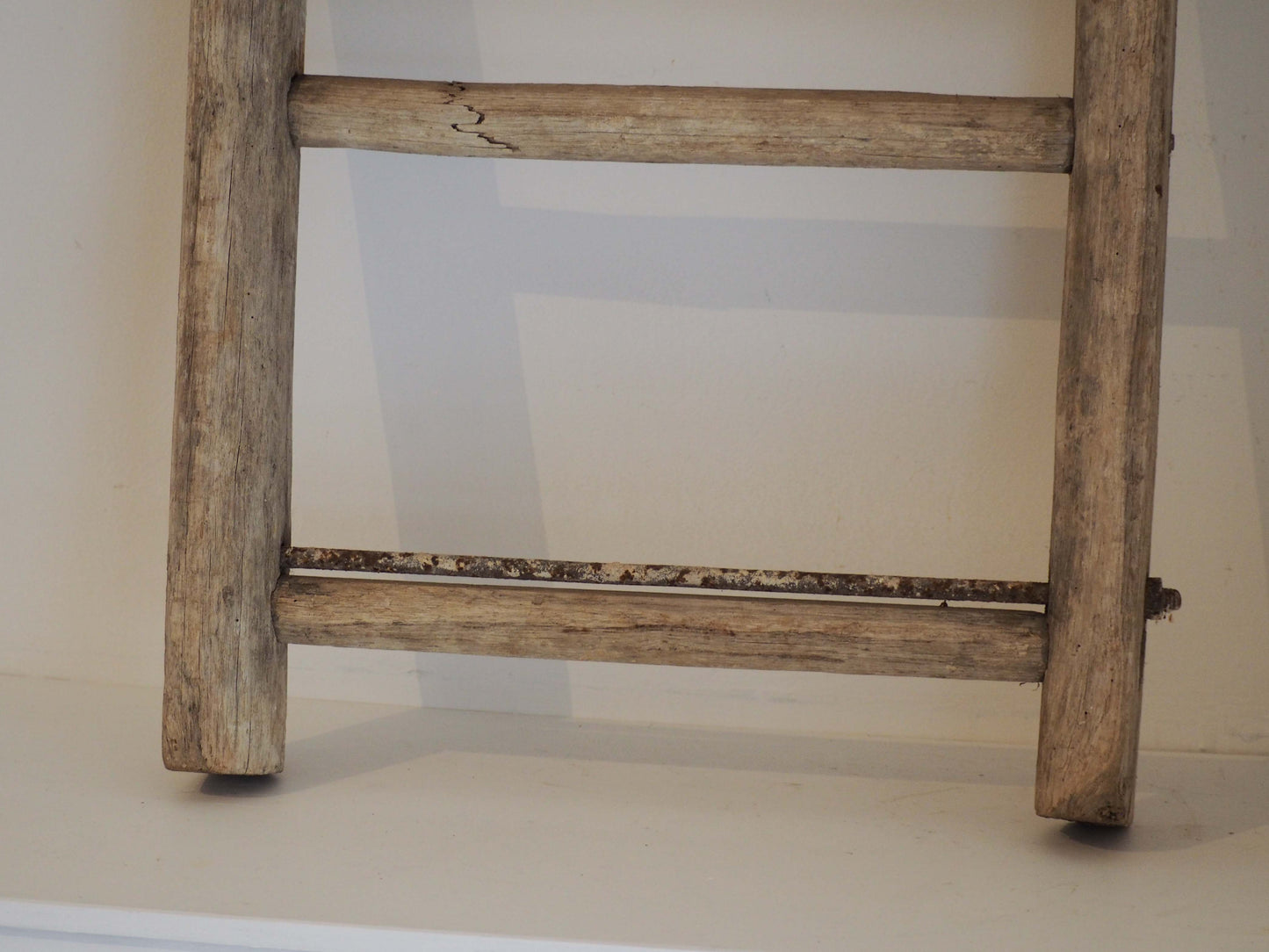 Vintage Small Rustic French Wooden Ladder / Decorative Ladder