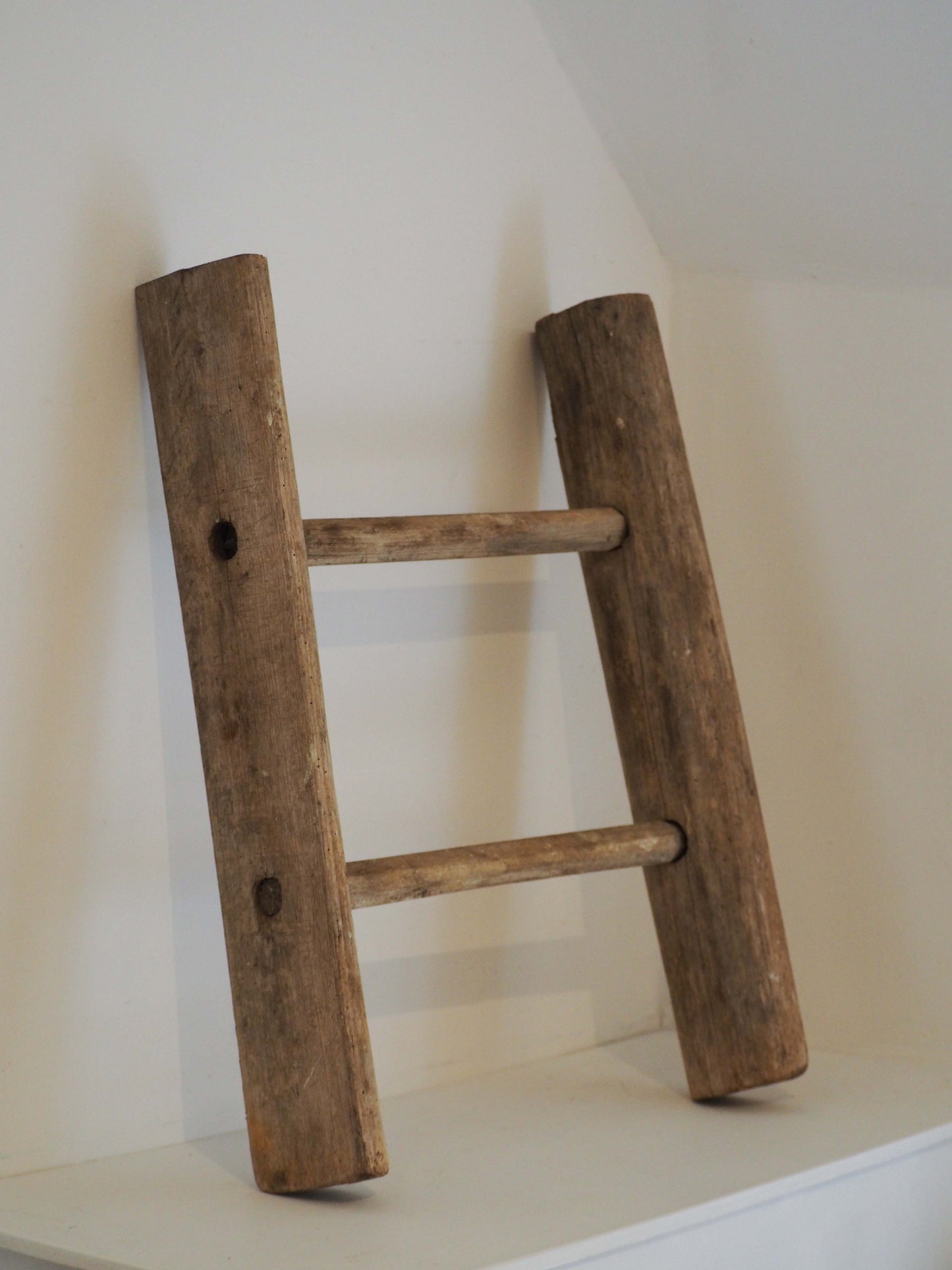 Vintage Small Rustic French Wooden Ladder / Decorative Ladder