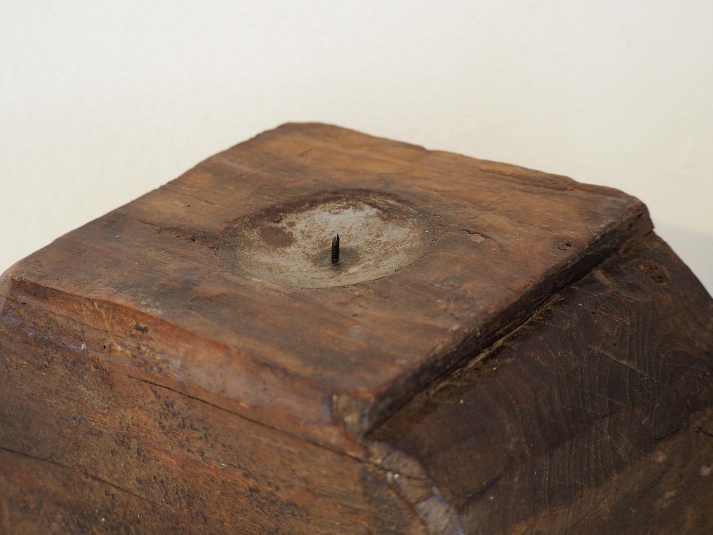 Vintage Antique Chunky Wooden Candle Holder / Indian Candle Block