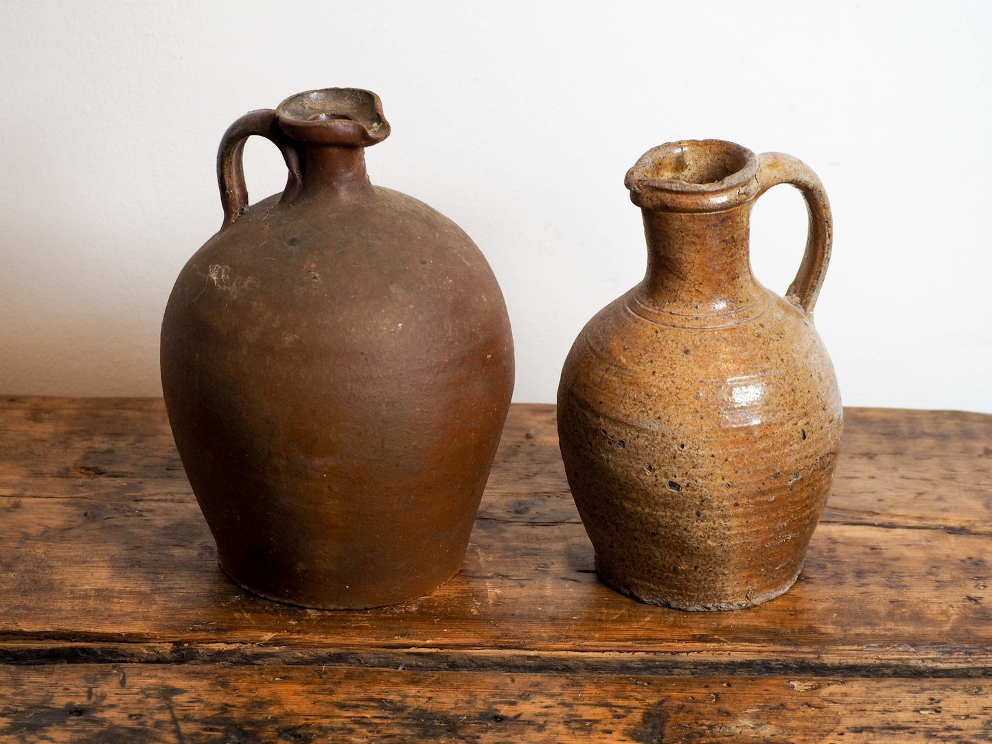 Vintage Antique Rustic French Brown Glazed Stoneware Bottle / Kitchen Pot (Sold Individually)