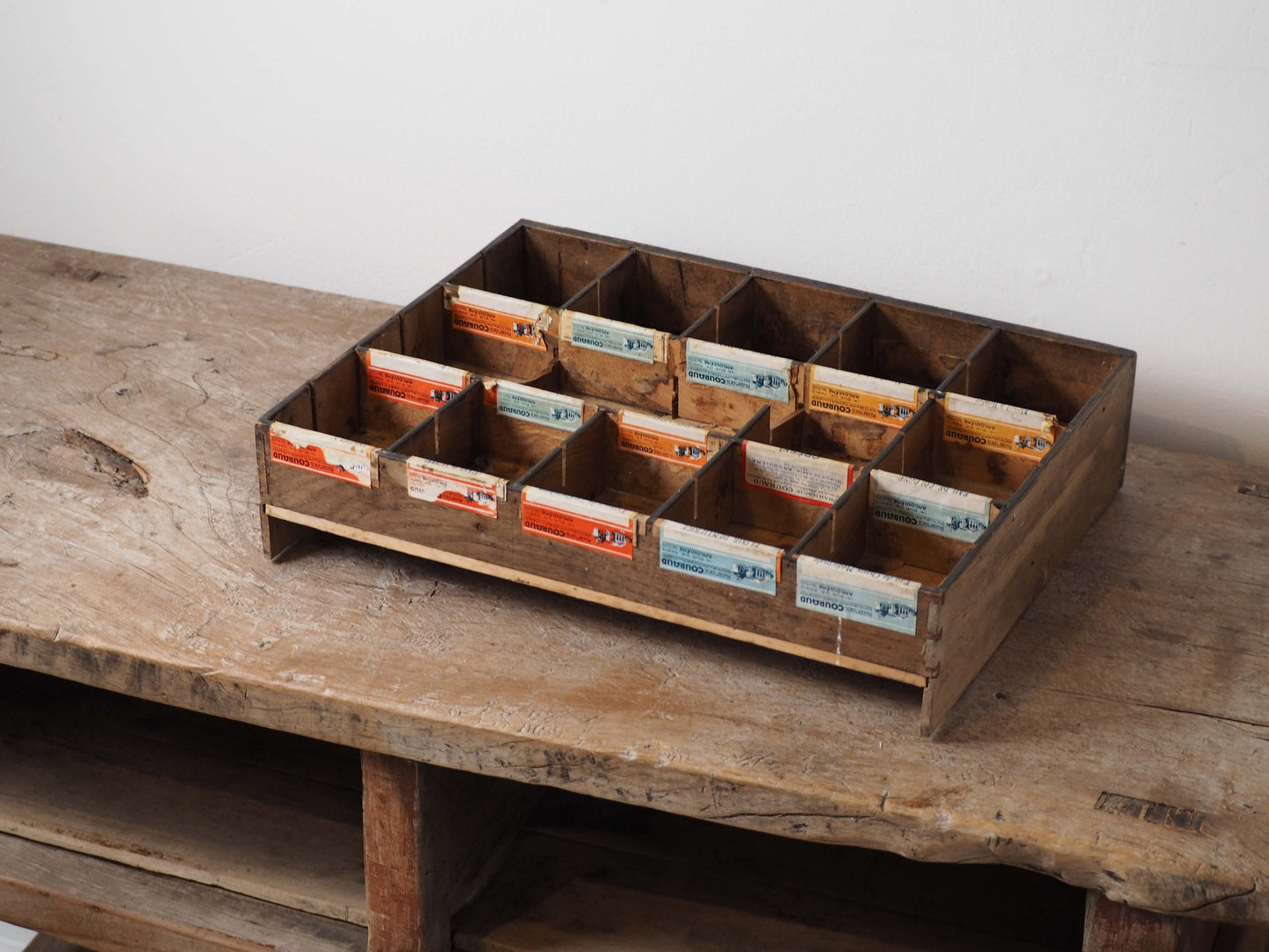 Vintage Antique Wooden French Apothecary Tray / Old Medical Drawer