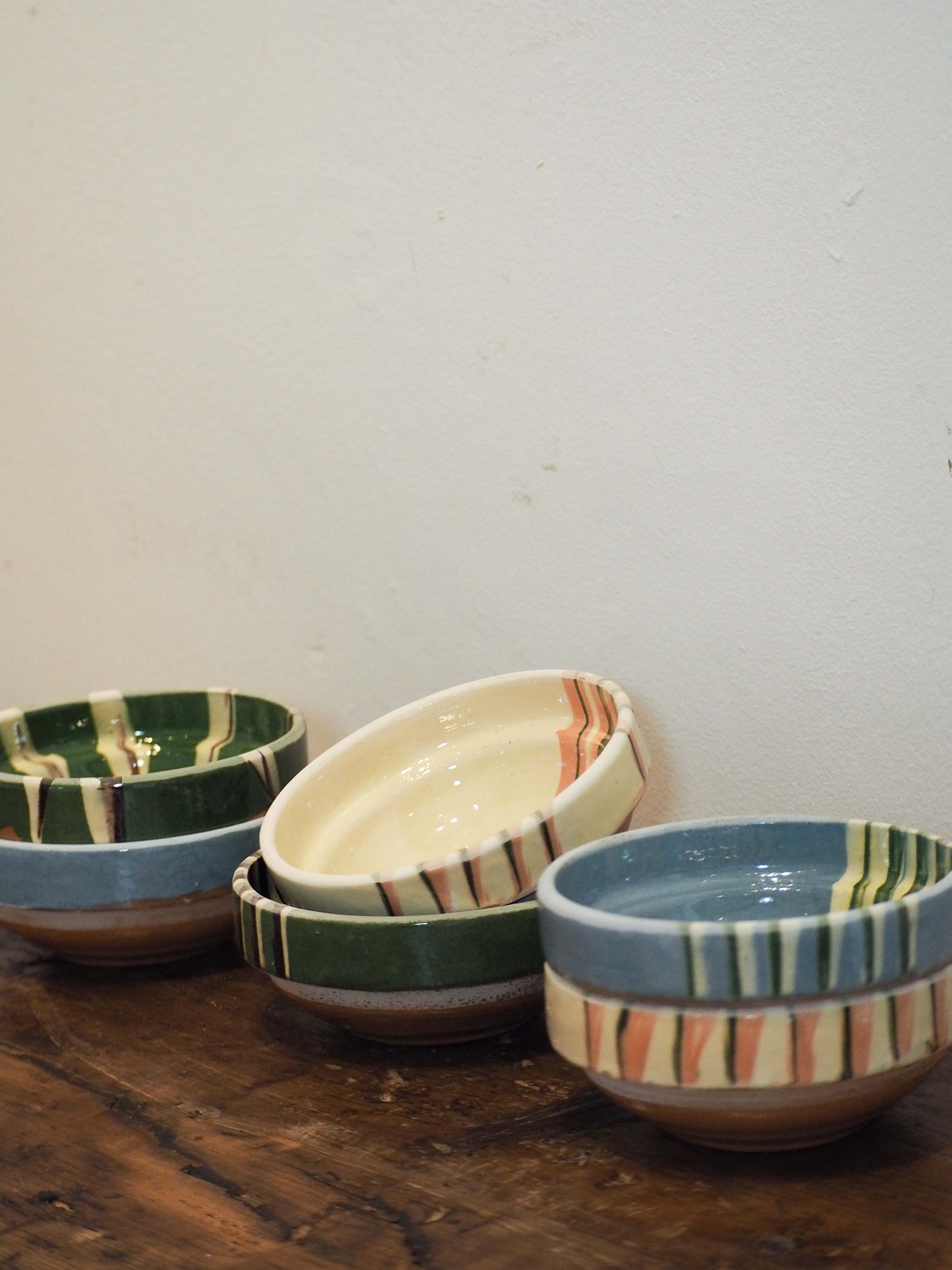 Vintage Traditional Romanian Terracotta Slipware Folk Bowls / Trinket Bowl (Sold Individually)