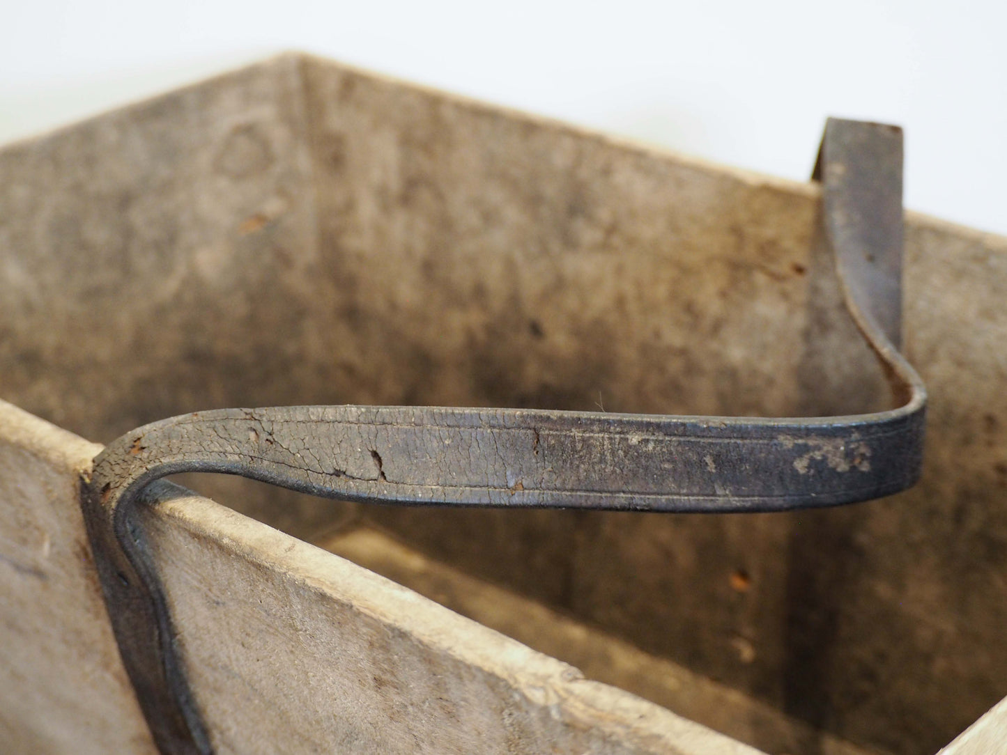 Authentic Vintage French Wooden Harvest Trug Trough with Leather Handle / Fruit, Grape Picking Box