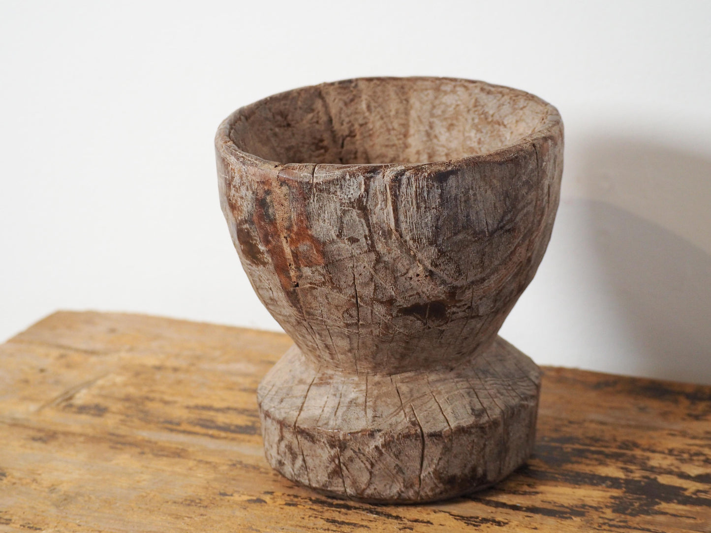 Vintage Antique Chunky Wooden Candle Holder / Indian Candle Block