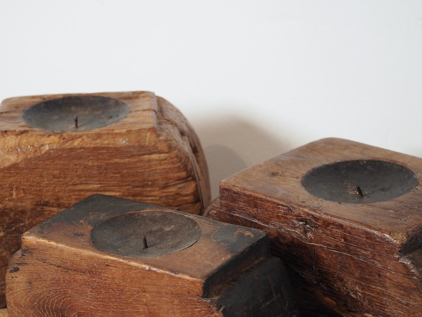 Vintage Antique Chunky Wooden Candle Holder / Indian Candle Block