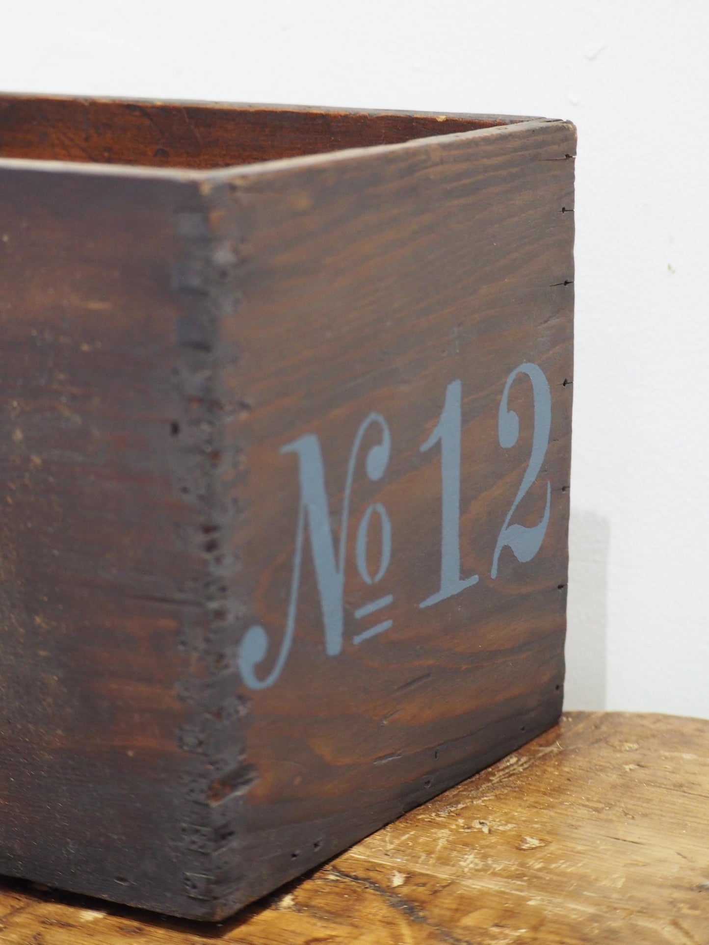 Vintage Wooden Box Featuring Hand-Painted 'No 12' / Old Rustic Storage Box