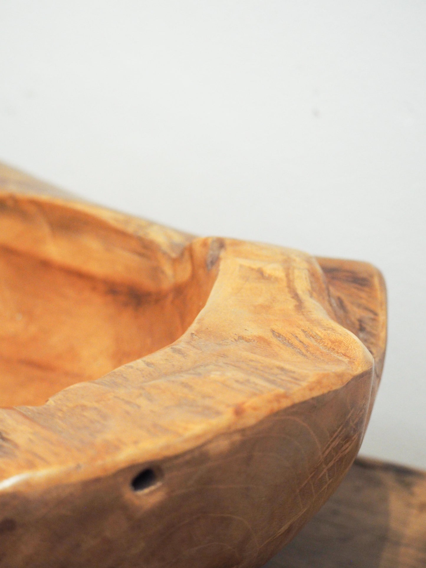 Vintage Antique Indian Hand Carved Hardwood Large Decorative Bowl / Fruit Bowl