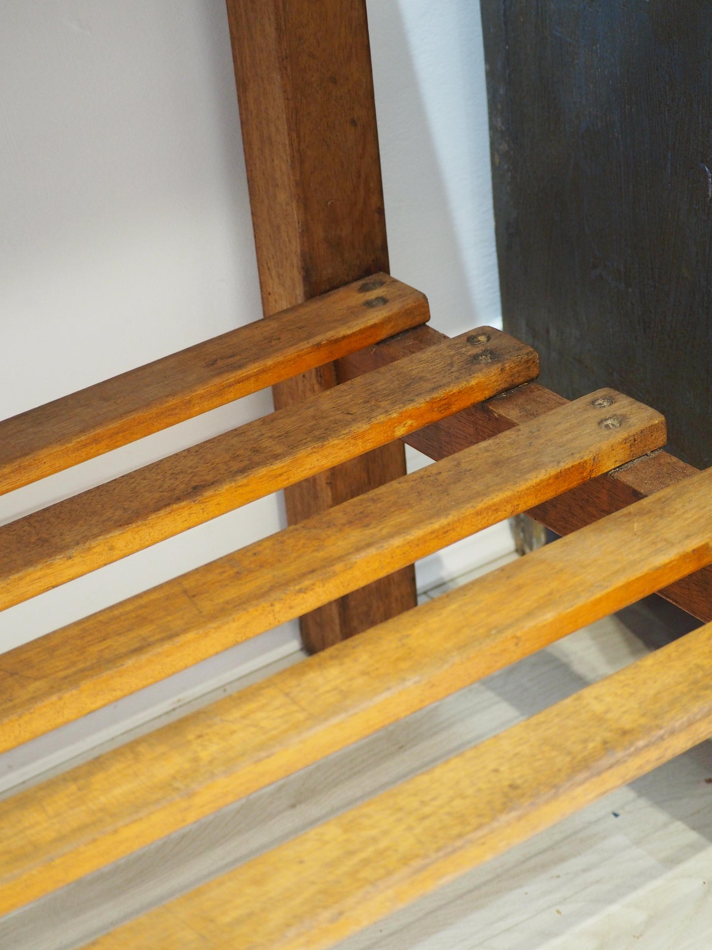 Vintage Antique Beech Frame Pine Top Wooden Console Table / Original Printers Table