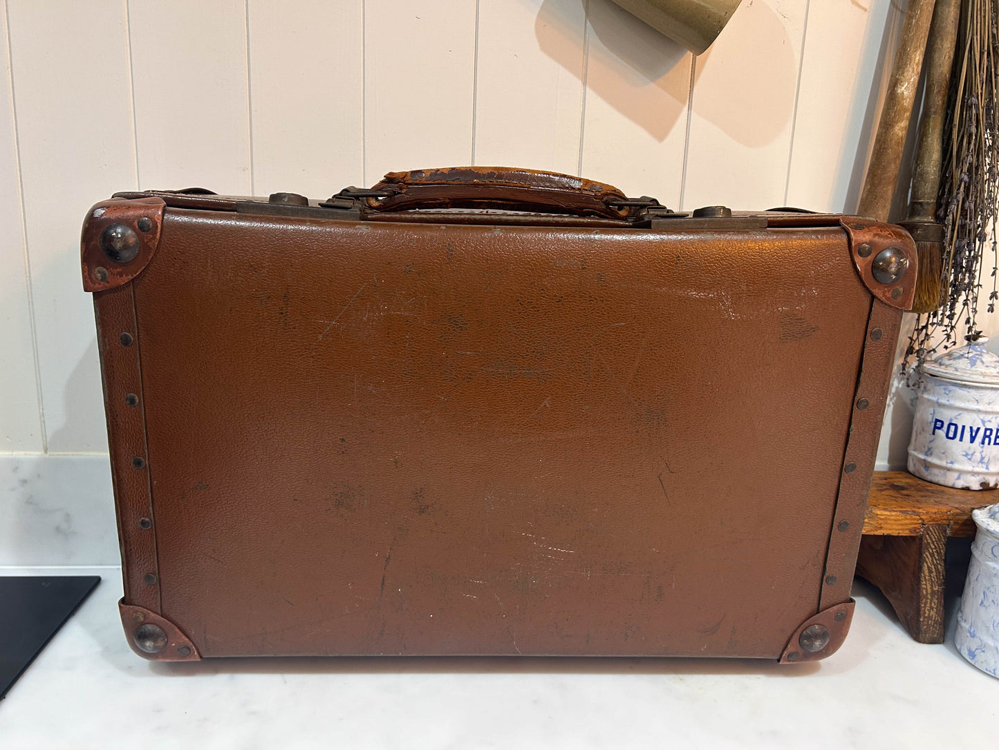 Small Vintage Brown Revelation Suitcase with Original Lining and Straps