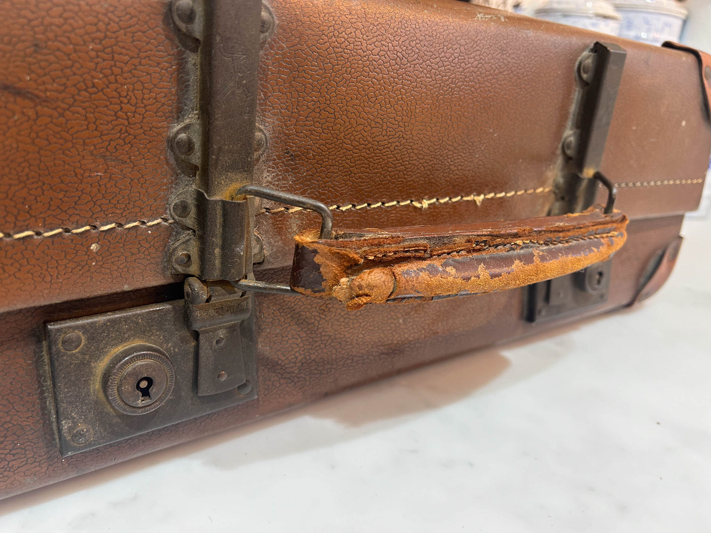 Small Vintage Brown Revelation Suitcase with Original Lining and Straps