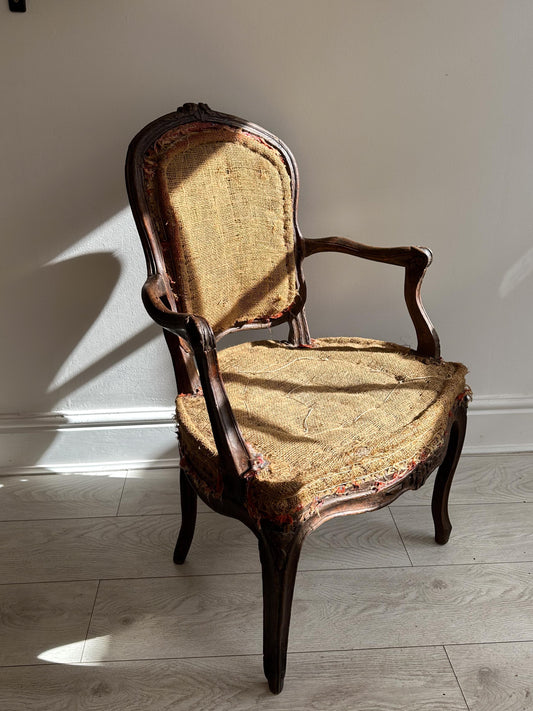 Antique Vintage Stripped French Chair in the Style of Louis XV / Occasion Chair
